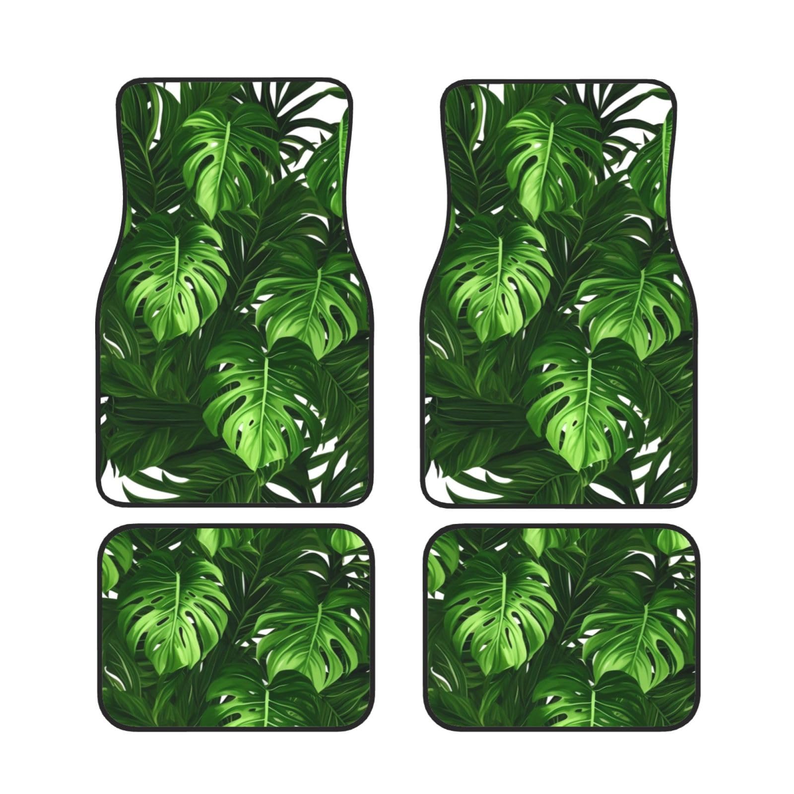 Universal Auto Fußmatten Set von 4 Monstera Deliciosa Banana Palm - Anti-Rutsch Wasserdicht Neopren Automatte (vorne + hinten) Auto Fußmatten für Auto SUV LKW Van von DFEPFKGOKL