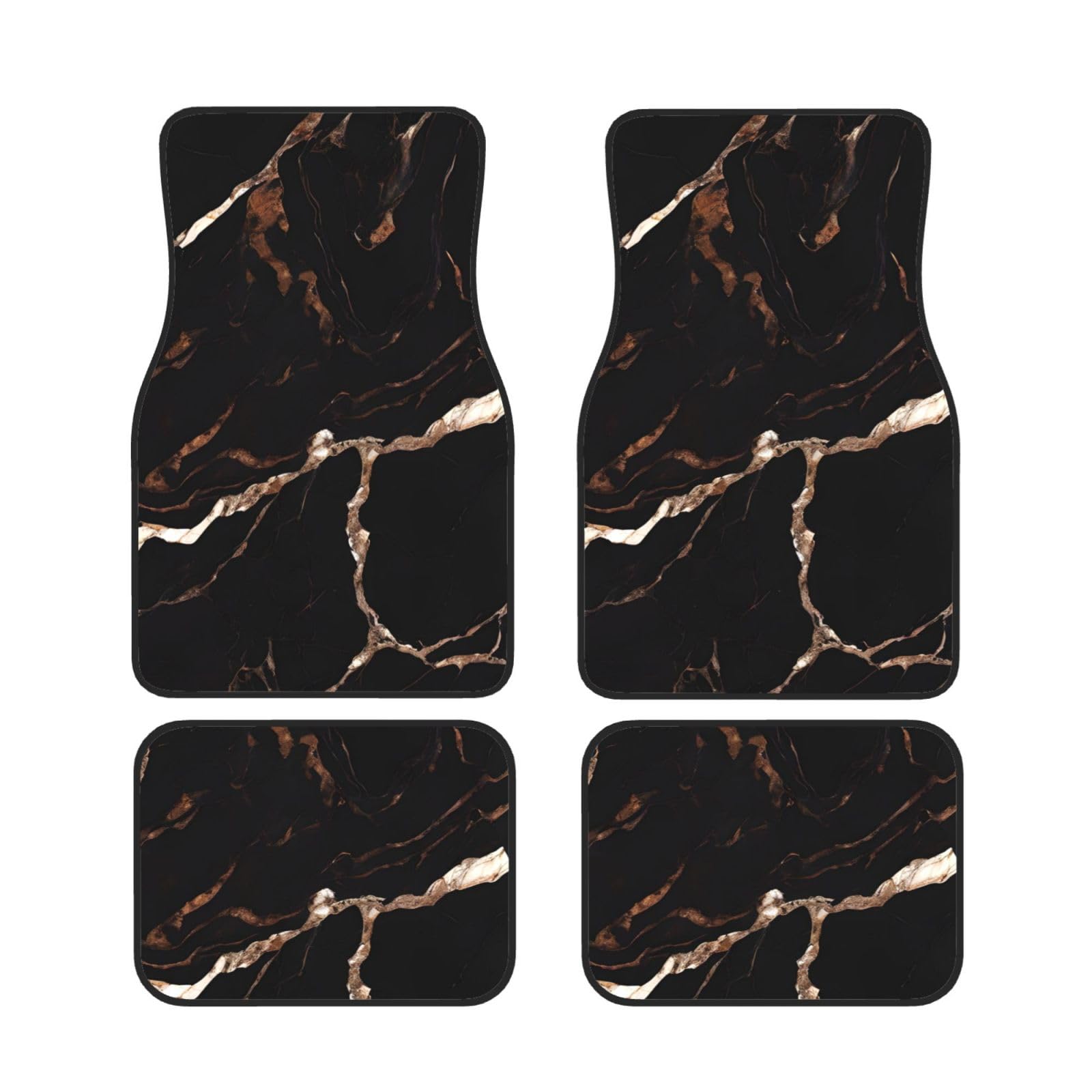 Universal Auto Fußmatten Set von 4 Schwarz Rose Gold Marmor - Anti-Rutsch Wasserdicht Neopren Automatte (vorne + hinten) Auto Fußmatten für Auto SUV LKW Van von DFEPFKGOKL