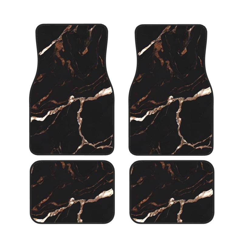 Universal Auto Fußmatten Set von 4 Schwarz Rose Gold Marmor - Anti-Rutsch Wasserdicht Neopren Automatte (vorne + hinten) Auto Fußmatten für Auto SUV LKW Van von DFEPFKGOKL