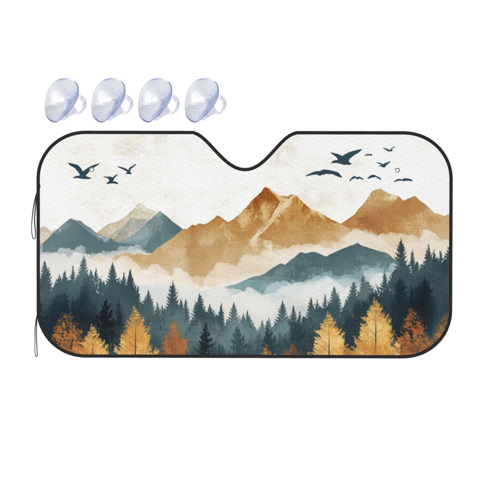 Abstrakte Landschaft, Berg, Aquarellmalerei, Auto-Windschutzscheibe, Wärmedämmung, Sonnenschutz, leicht, einfach zu bedienen, Auto-Sonnenblende für SUV, Limousine und Personenfahrzeuge (M, 140 x 76 cm Abstrakte Landschaft, Berg, Aquarellmalerei, Auto-Windschutzscheibe, Wärmedämmung, Sonnenschutz, leicht, einfach zu bedienen, Auto-Sonnenblende für SUV, Limousine und Personenfahrzeuge (M, 140 x 76 cm von DFJMASFKOL