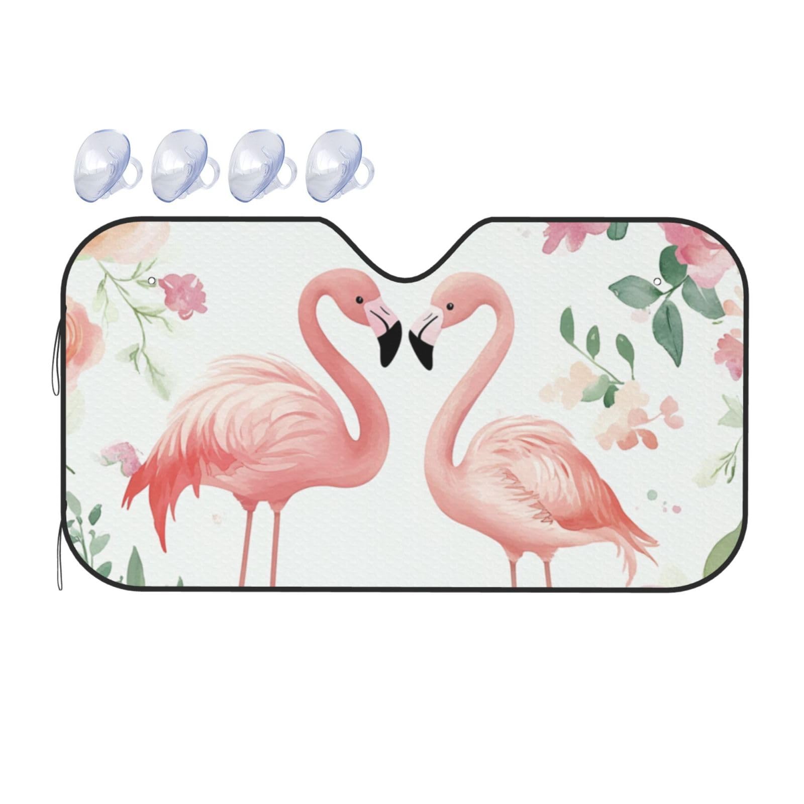 Aquarell Flamingo Aquarell Blumen Rosa Flamingos Auto Sonnenschutz für Auto LKW SUV – blockiert UV-Strahlen Sonne (S,130 x 70 cm) von DFJMASFKOL