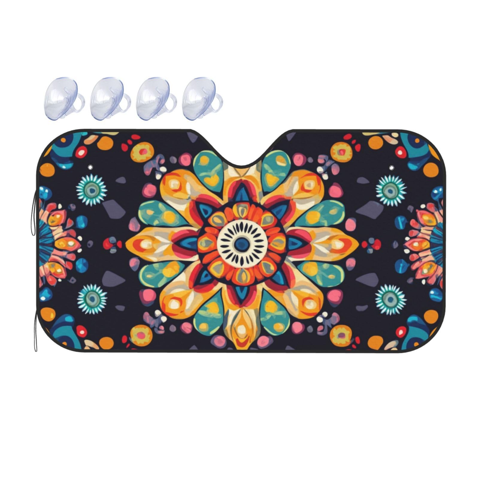 Auto-Sonnenschutz mit Blumen-Mandala, nahtloses Muster, buntes Blumenmuster, für Auto, LKW, SUV, blockiert UV-Strahlen, Sonne, S, 130 x 70 cm Auto-Sonnenschutz mit Blumen-Mandala, nahtloses Muster, buntes Blumenmuster, für Auto, LKW, SUV, blockiert UV-Strahlen, Sonne, S, 130 x 70 cm von DFJMASFKOL