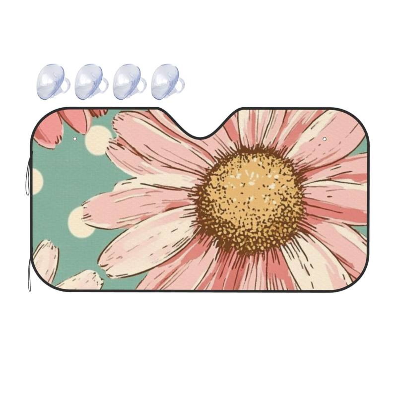 Auto-Sonnenschutz mit Gänseblümchen, Retro, Blumen, rustikales Blumenmuster, für Auto, LKW, SUV, blockiert UV-Strahlen, Sonne, S, 130 x 70 cm von DFJMASFKOL