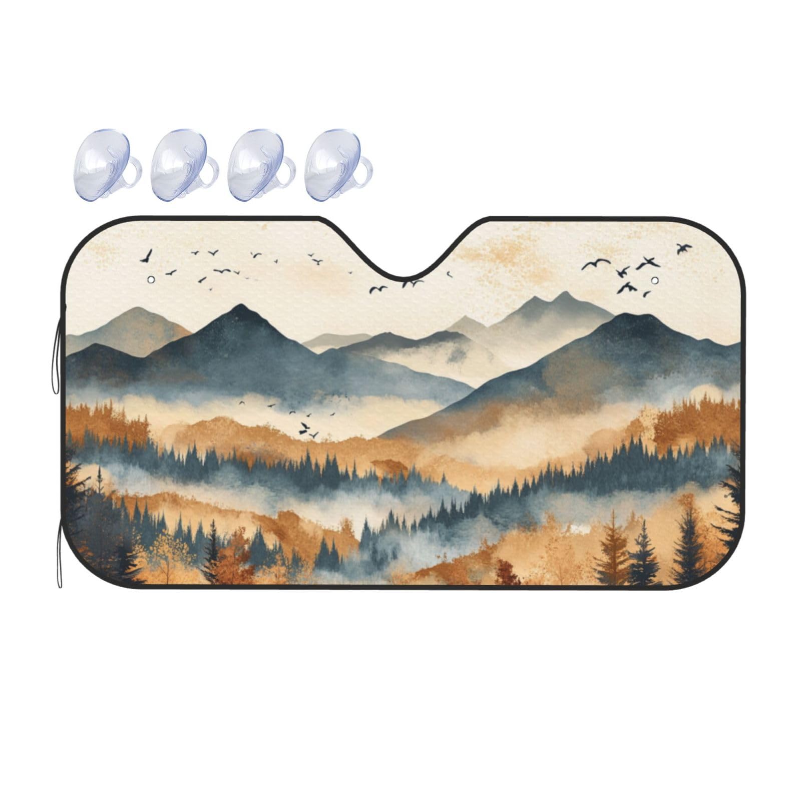 Berg-Aquarellgemälde, abstrakte Landschaft, Auto-Windschutzscheibe, Wärmedämmung, Sonnenschutz, leicht, einfach zu bedienen, Auto-Sonnenblende für SUV, Limousine und PKWs, M, 140 x 76 cm Berg-Aquarellgemälde, abstrakte Landschaft, Auto-Windschutzscheibe, Wärmedämmung, Sonnenschutz, leicht, einfach zu bedienen, Auto-Sonnenblende für SUV, Limousine und PKWs, M, 140 x 76 cm von DFJMASFKOL