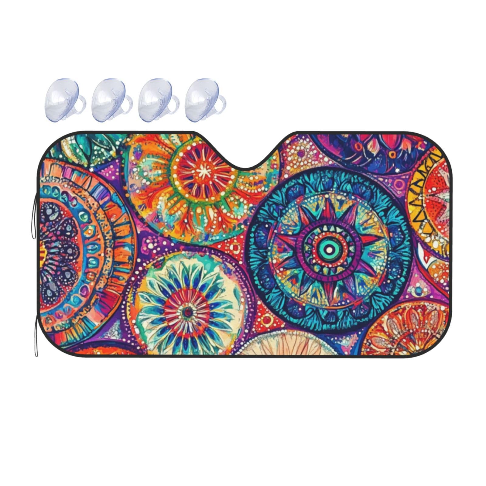 Buntes florales Mandala-Mandala, nahtloses Muster, Auto-Sonnenschutz für Auto, LKW, SUV, blockiert UV-Strahlen, Sonne, S, 130 x 70 cm Buntes florales Mandala-Mandala, nahtloses Muster, Auto-Sonnenschutz für Auto, LKW, SUV, blockiert UV-Strahlen, Sonne, S, 130 x 70 cm von DFJMASFKOL