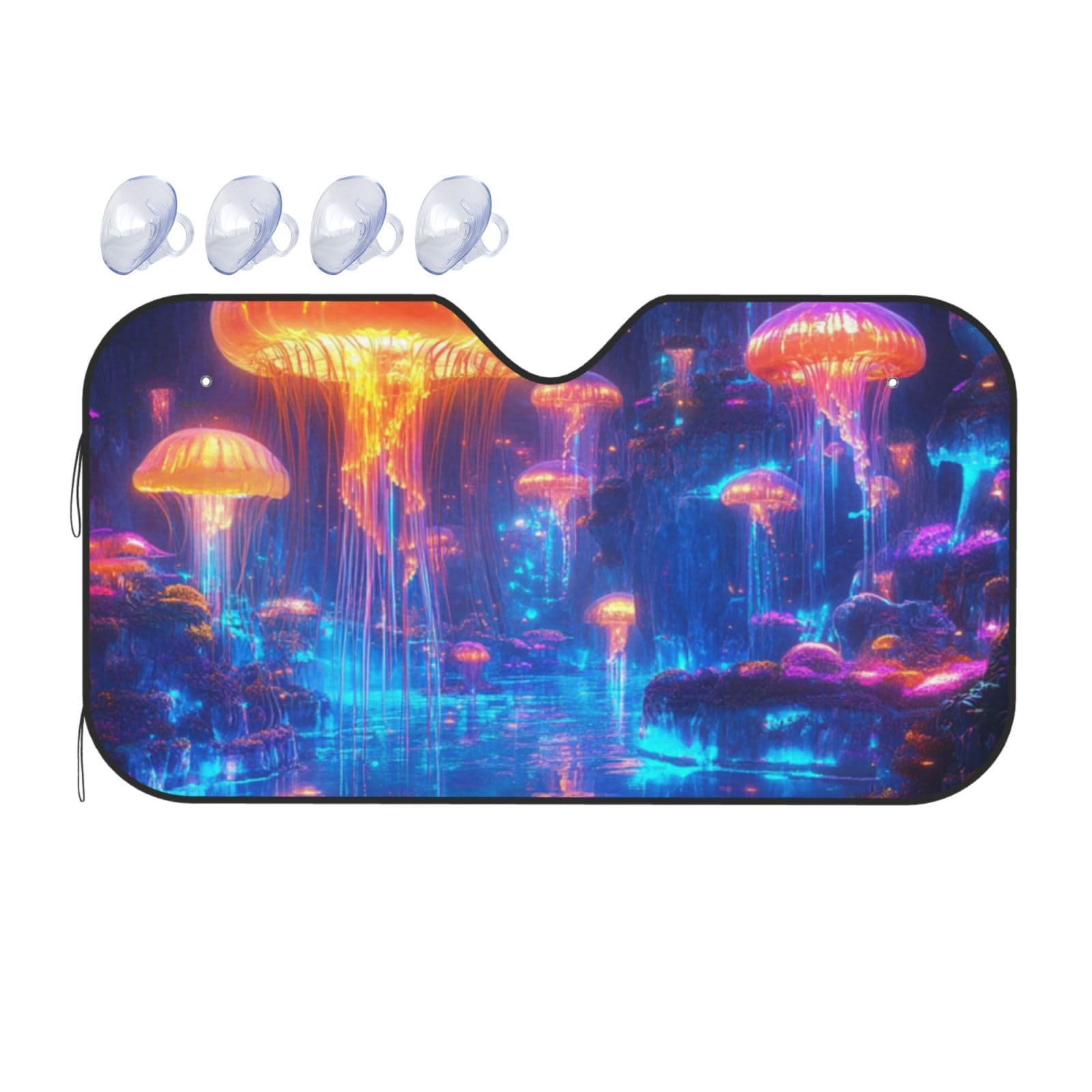 Jellyfish leuchtende Quallen, Fantasy-Quallen, Auto-Windschutzscheibe, Wärmedämmung, Sonnenschutz, leicht, einfach zu bedienen, Auto-Sonnenblende für SUV, Limousine und Personenfahrzeuge (M, 140 x 76 Jellyfish leuchtende Quallen, Fantasy-Quallen, Auto-Windschutzscheibe, Wärmedämmung, Sonnenschutz, leicht, einfach zu bedienen, Auto-Sonnenblende für SUV, Limousine und Personenfahrzeuge (M, 140 x 76 von DFJMASFKOL