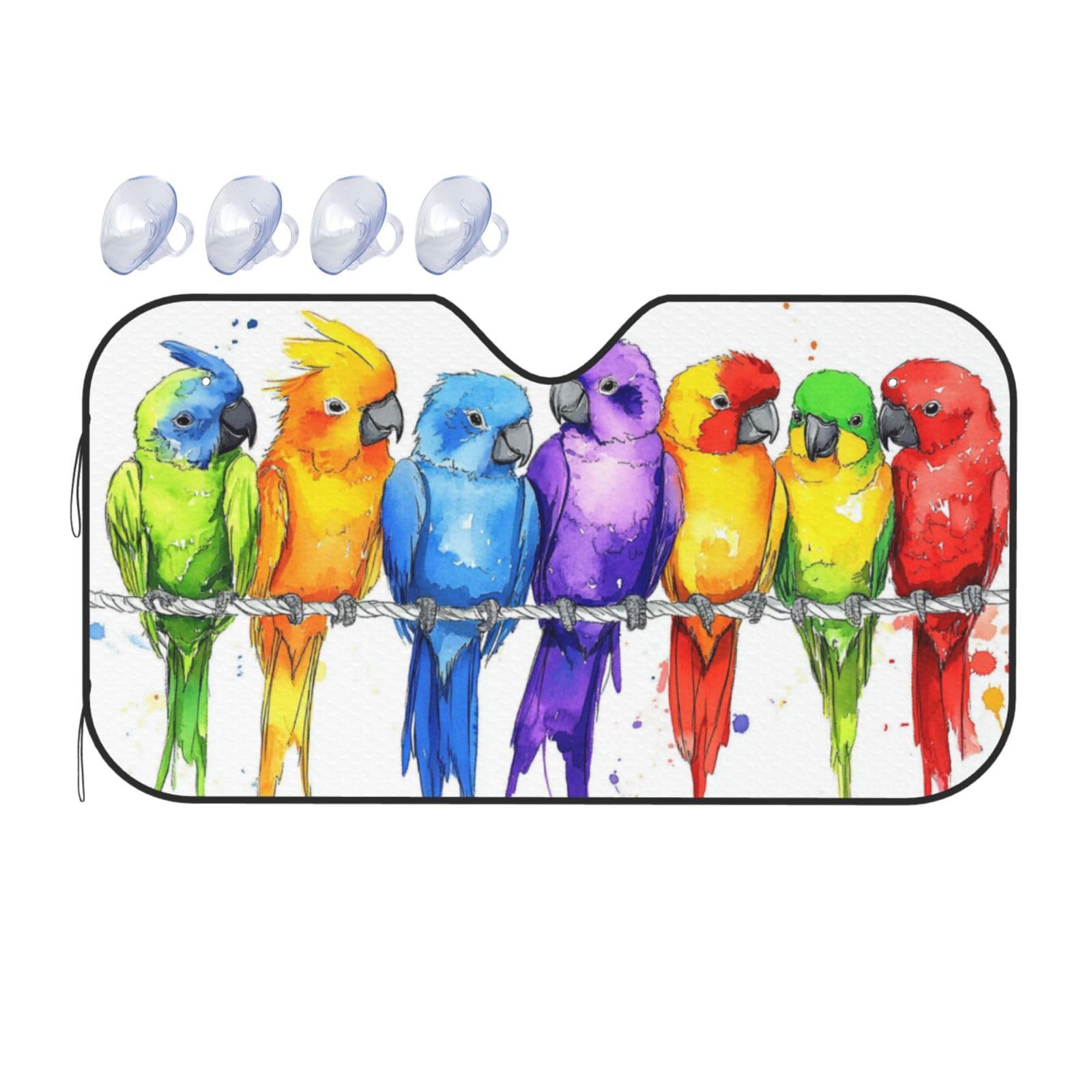 Lustige Papageien, niedliche Vögel, Aquarell, Papageien, Auto-Windschutzscheibe, Wärmedämmung, Sonnenschutz, leicht, einfach zu bedienen, Auto-Sonnenblende für SUV, Limousine und Personenfahrzeug Lustige Papageien, niedliche Vögel, Aquarell, Papageien, Auto-Windschutzscheibe, Wärmedämmung, Sonnenschutz, leicht, einfach zu bedienen, Auto-Sonnenblende für SUV, Limousine und Personenfahrzeug von DFJMASFKOL