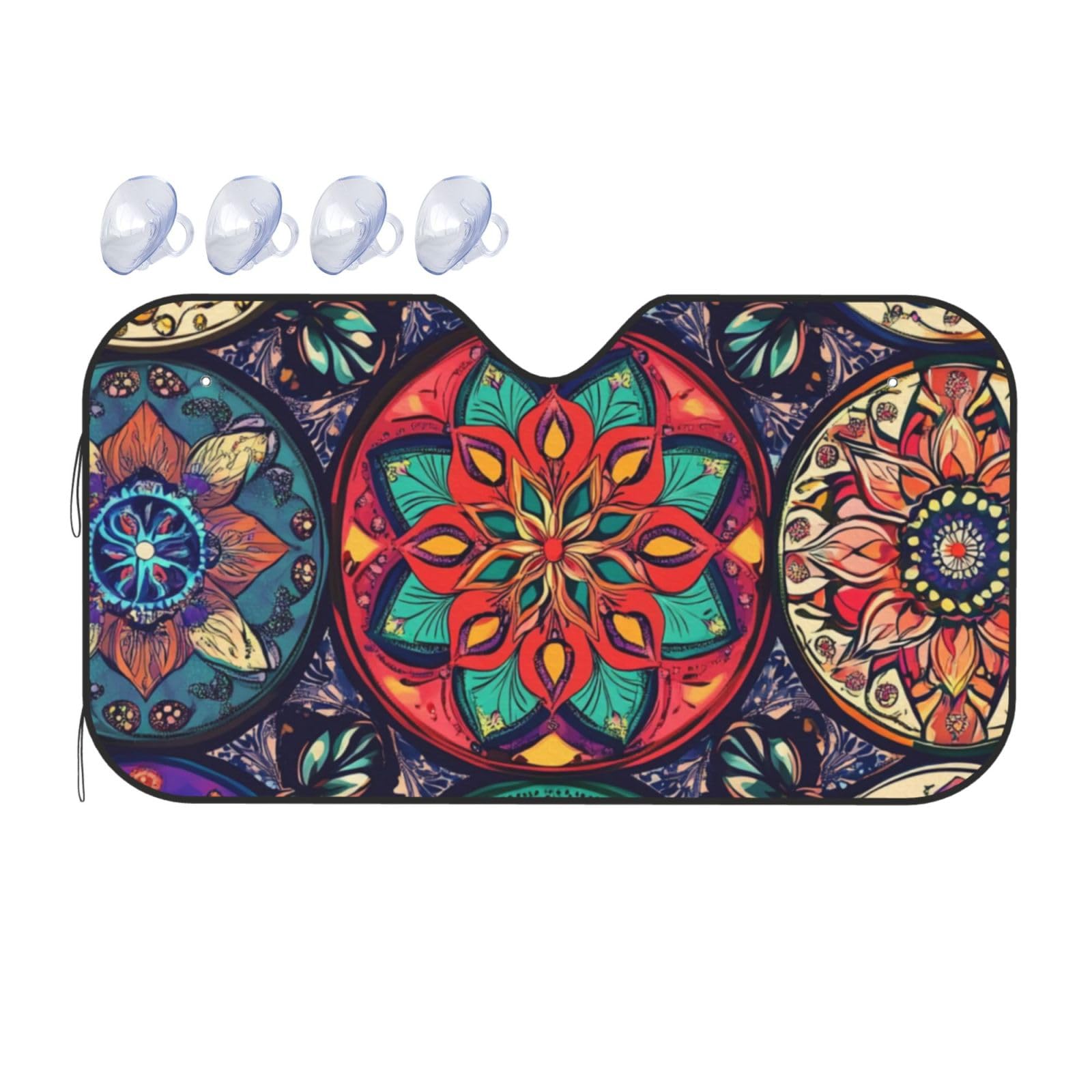 Mandala, nahtloses Muster, buntes Blumen-Mandala, Auto-Windschutzscheibe, Wärmedämmung, Sonnenschutz, leicht, einfach zu bedienen, Auto-Sonnenblende für SUV, Limousine und Personenfahrzeuge (M, 140 x Mandala, nahtloses Muster, buntes Blumen-Mandala, Auto-Windschutzscheibe, Wärmedämmung, Sonnenschutz, leicht, einfach zu bedienen, Auto-Sonnenblende für SUV, Limousine und Personenfahrzeuge (M, 140 x von DFJMASFKOL