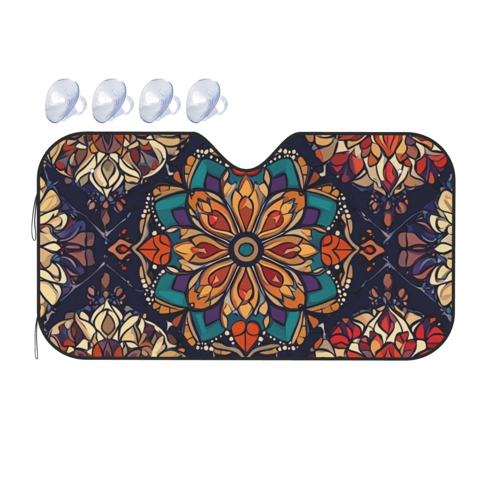 Mandala, nahtloses Muster, buntes Blumenmuster, Mandala, Auto-Sonnenschutz für Auto, LKW, SUV, blockiert UV-Strahlen, Sonne (S,130 x 70 cm) von DFJMASFKOL
