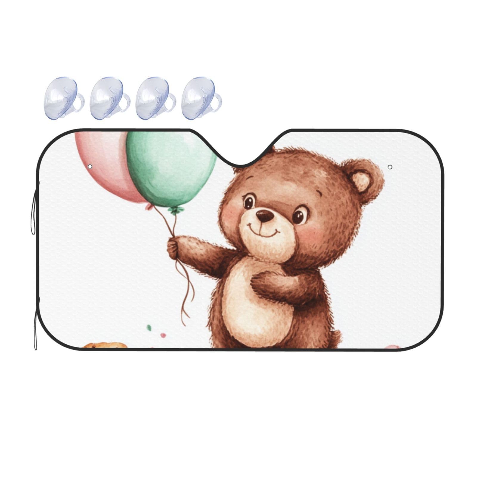Niedlicher Bär, Ballonbär, Kekse, Bär, Auto-Windschutzscheibe, Wärmedämmung, Sonnenschutz, leicht, einfach zu bedienen, Auto-Sonnenblende für SUV, Limousine und Personenfahrzeug, M, 140 x 76 cm Niedlicher Bär, Ballonbär, Kekse, Bär, Auto-Windschutzscheibe, Wärmedämmung, Sonnenschutz, leicht, einfach zu bedienen, Auto-Sonnenblende für SUV, Limousine und Personenfahrzeug, M, 140 x 76 cm von DFJMASFKOL