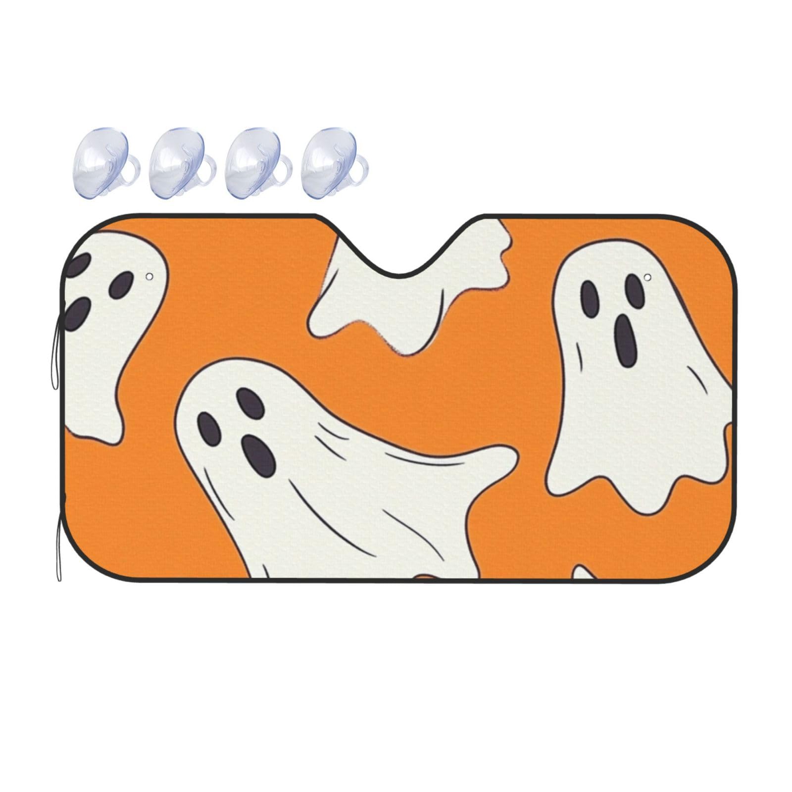 Orange Ghosts süßer Halloween-Sonnenschutz für Auto, LKW, SUV, blockiert UV-Strahlen, Sonne, S, 130 x 70 cm Orange Ghosts süßer Halloween-Sonnenschutz für Auto, LKW, SUV, blockiert UV-Strahlen, Sonne, S, 130 x 70 cm von DFJMASFKOL