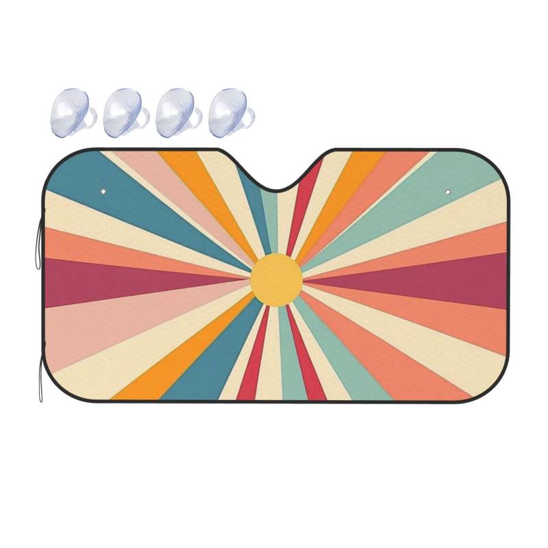 Rainbow Sunshine Vintage-Sonnenschutz für Auto, LKW, SUV, blockiert UV-Strahlen, Größe S, 130 x 70 cm von DFJMASFKOL