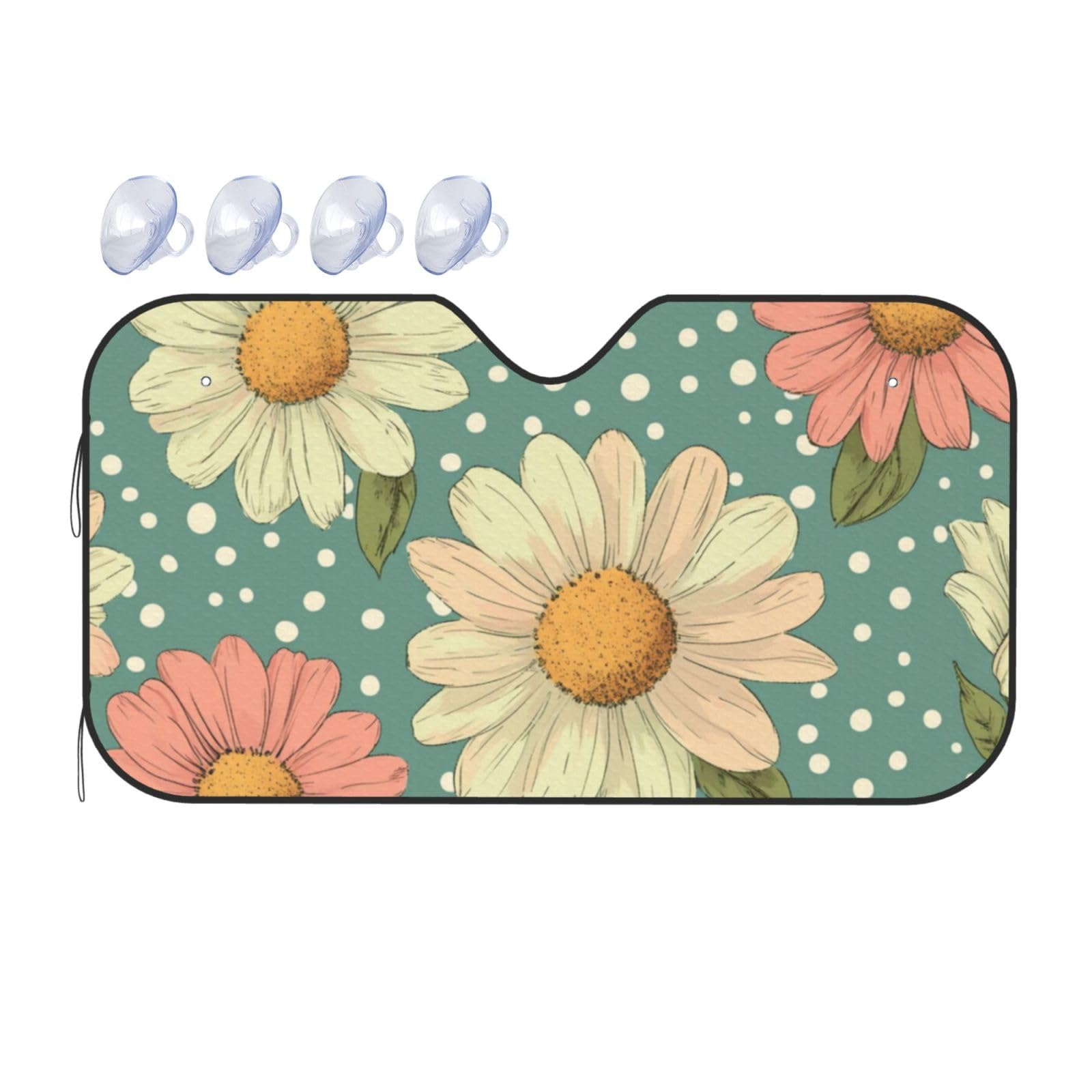Retro-Blumen, rustikale Gänseblümchen, Auto-Windschutzscheibe, Wärmedämmung, Sonnenschutz, leicht, einfach zu bedienen, Auto-Sonnenblende für SUV, Limousine und Personenfahrzeuge, M, 140 x 76 cm Retro-Blumen, rustikale Gänseblümchen, Auto-Windschutzscheibe, Wärmedämmung, Sonnenschutz, leicht, einfach zu bedienen, Auto-Sonnenblende für SUV, Limousine und Personenfahrzeuge, M, 140 x 76 cm von DFJMASFKOL