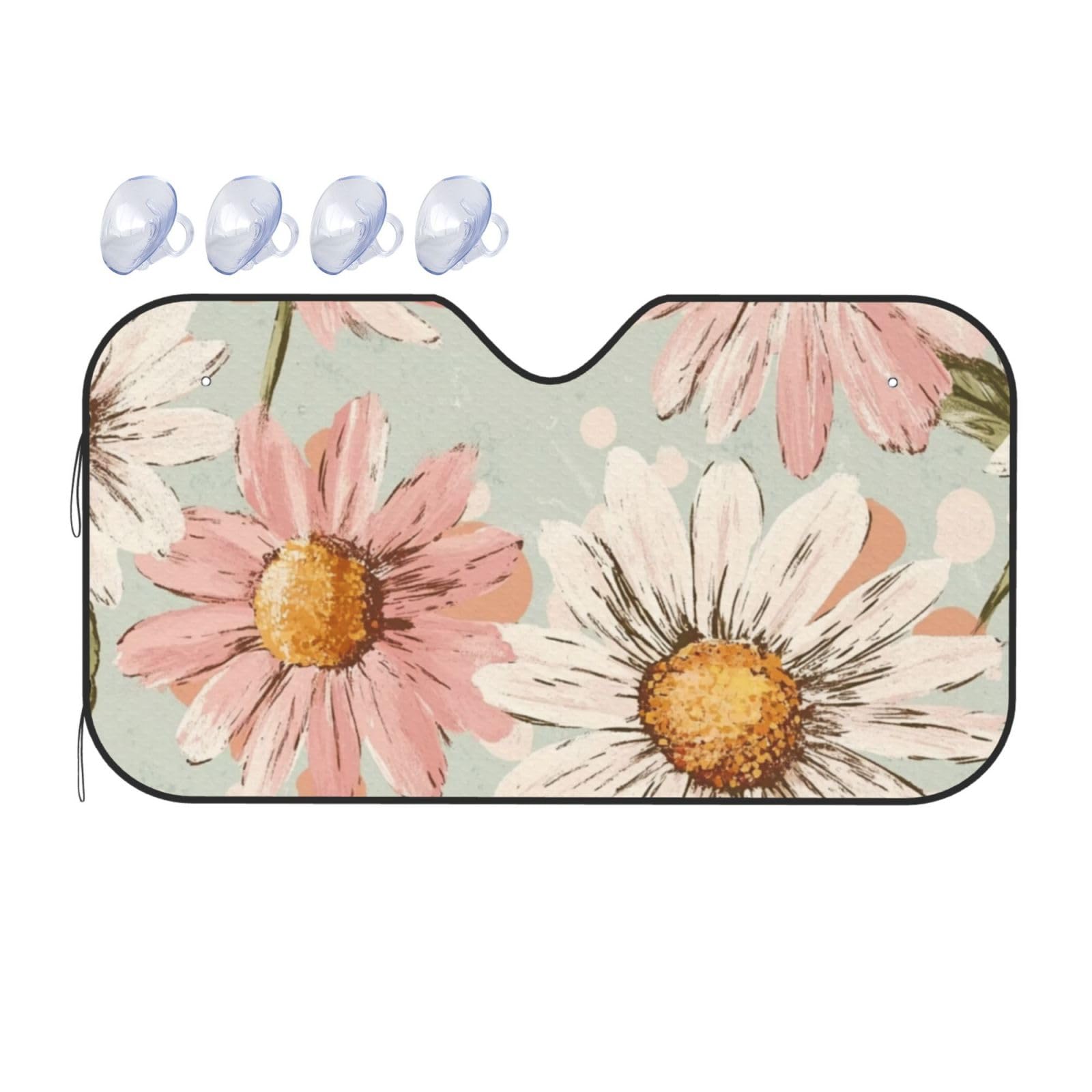 Retro Flowers Rustikale Gänseblümchen Auto-Sonnenschutz für Auto, LKW, SUV – blockiert UV-Strahlen Sonne (S,130 x 70 cm) von DFJMASFKOL