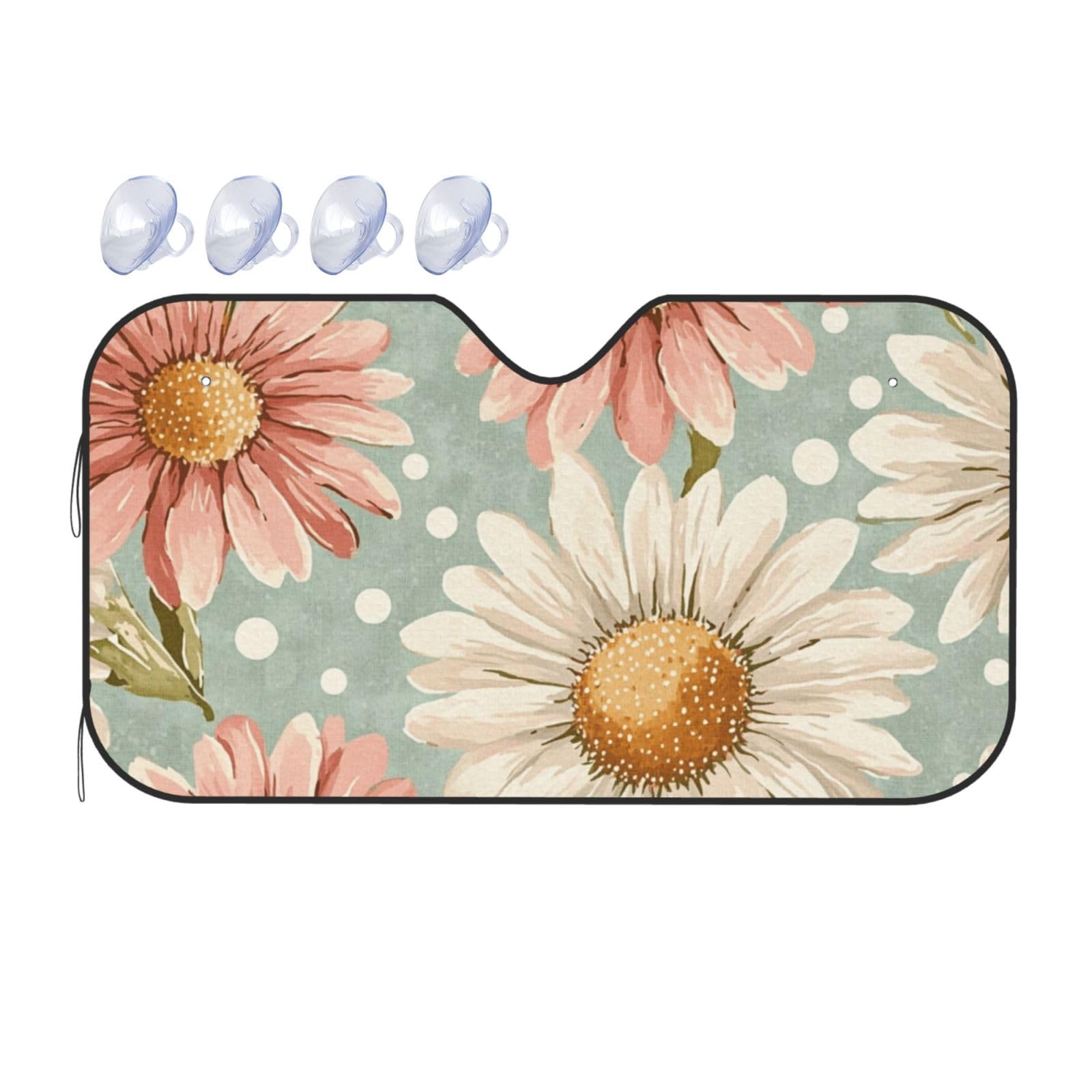 Rustikaler Sonnenschutz mit Gänseblümchen-Motiv, Retro-Blumen, Auto-Sonnenschutz für Auto, LKW, SUV, blockiert UV-Strahlen, Sonne, S, 130 x 70 cm Rustikaler Sonnenschutz mit Gänseblümchen-Motiv, Retro-Blumen, Auto-Sonnenschutz für Auto, LKW, SUV, blockiert UV-Strahlen, Sonne, S, 130 x 70 cm von DFJMASFKOL