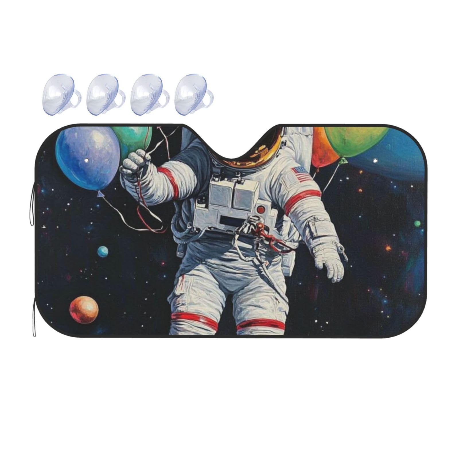 Space Astronaut bunte Luftballons, Auto-Sonnenschutz für Auto, LKW, SUV – blockiert UV-Strahlen und Sonne (S,130 x 70 cm) von DFJMASFKOL