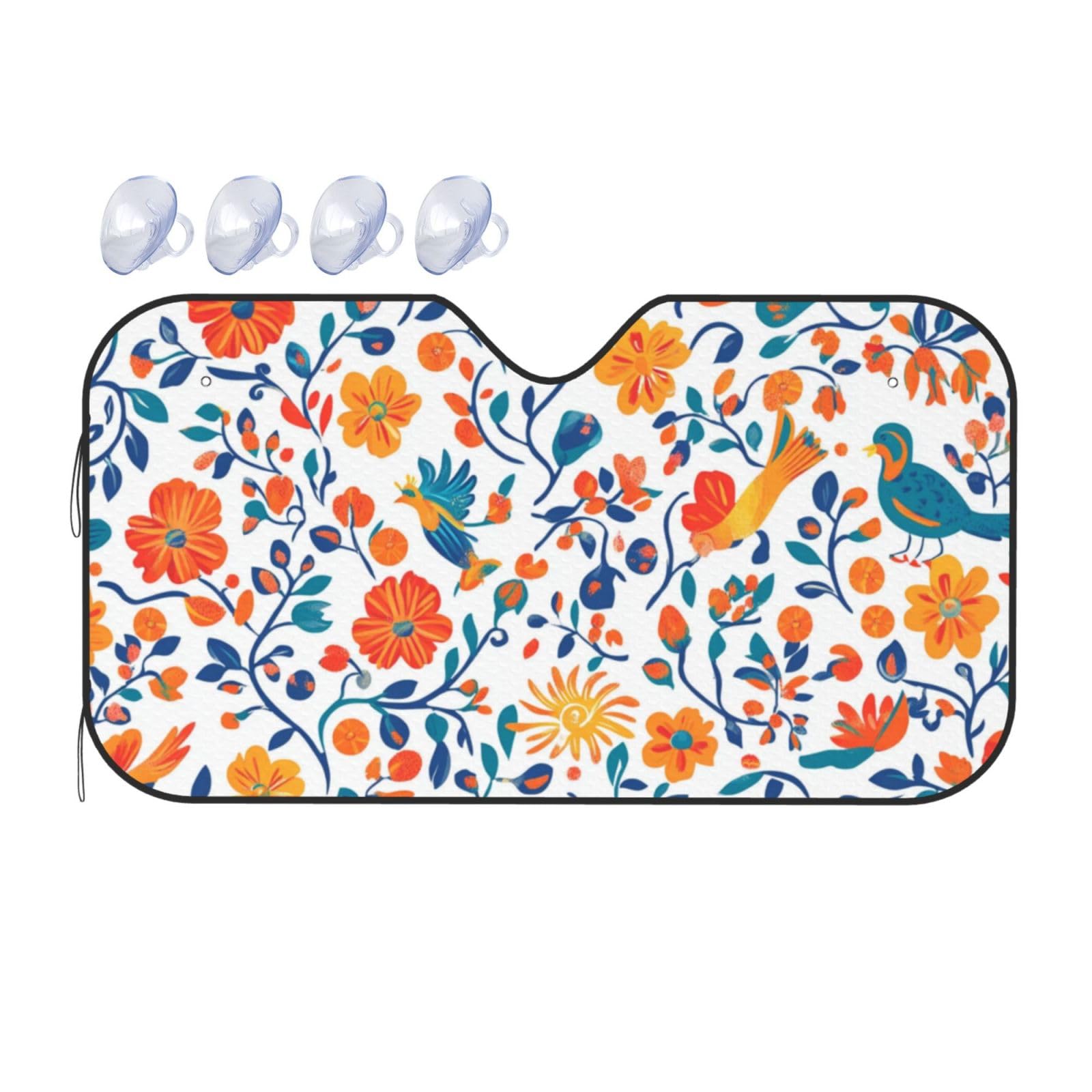 Traditioneller ästhetischer, farbenfroher Mexiko-Blumen-Pflanzen-Sonnenschutz für Auto, LKW, SUV, blockiert UV-Strahlen, Sonne, Größe S, 130 x 70 cm Traditioneller ästhetischer, farbenfroher Mexiko-Blumen-Pflanzen-Sonnenschutz für Auto, LKW, SUV, blockiert UV-Strahlen, Sonne, Größe S, 130 x 70 cm von DFJMASFKOL
