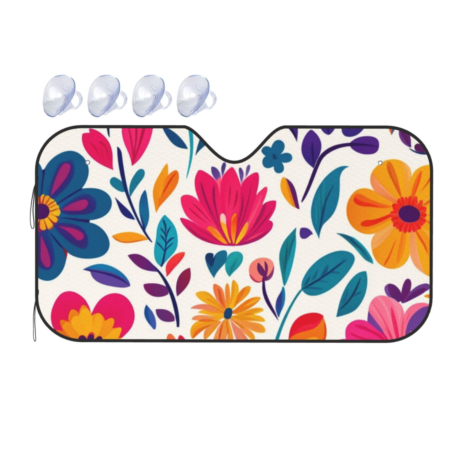 Traditioneller ästhetischer, farbenfroher Mexiko-Blumen-Pflanzen-Sonnenschutz für Auto, LKW, SUV, blockiert UV-Strahlen, Sonne, Größe S, 130 x 70 cm Traditioneller ästhetischer, farbenfroher Mexiko-Blumen-Pflanzen-Sonnenschutz für Auto, LKW, SUV, blockiert UV-Strahlen, Sonne, Größe S, 130 x 70 cm von DFJMASFKOL