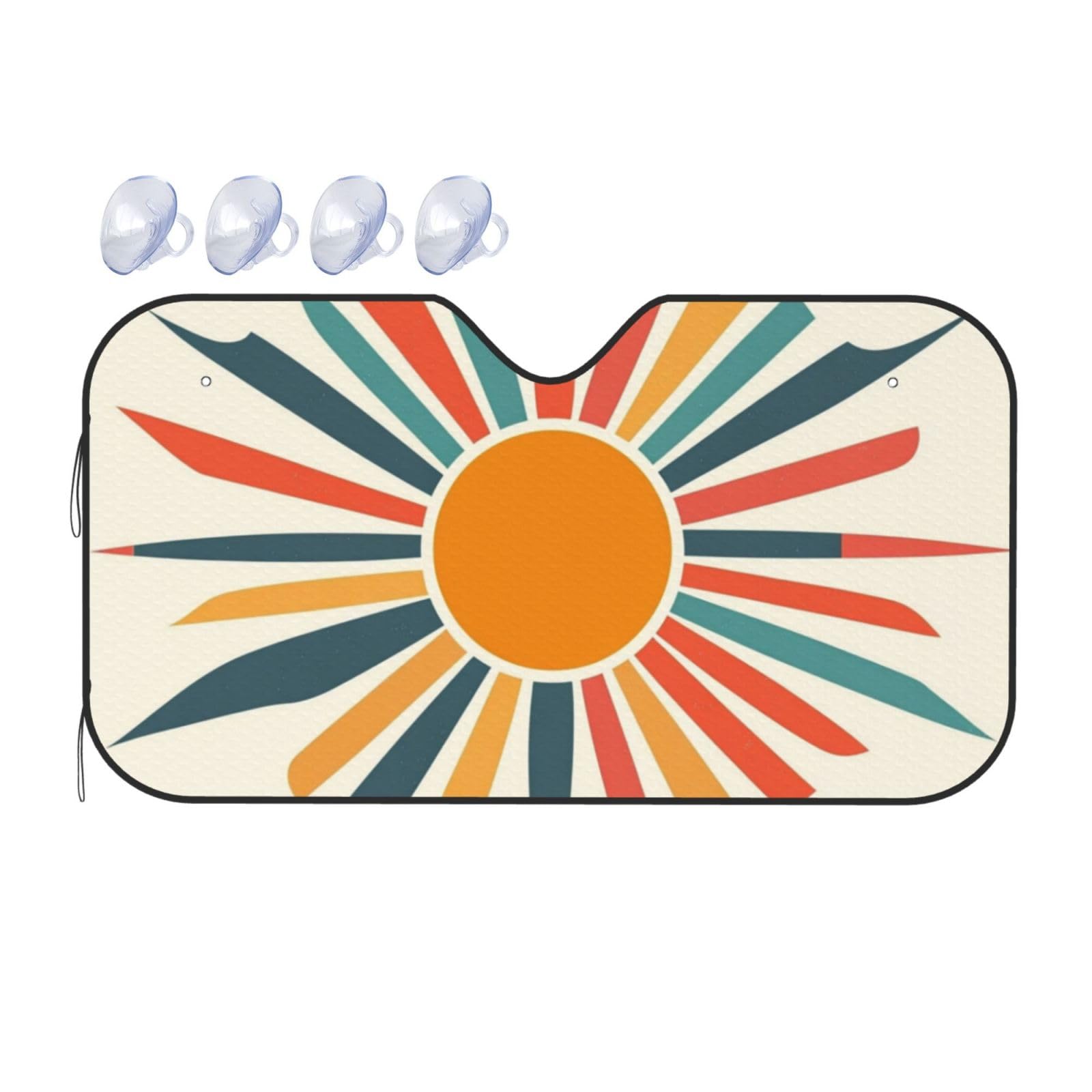 Vintage Sun Rainbow Sunshine Auto-Sonnenschutz für Auto, LKW, SUV – blockiert UV-Strahlen Sonne (S,130 x 70 cm) von DFJMASFKOL