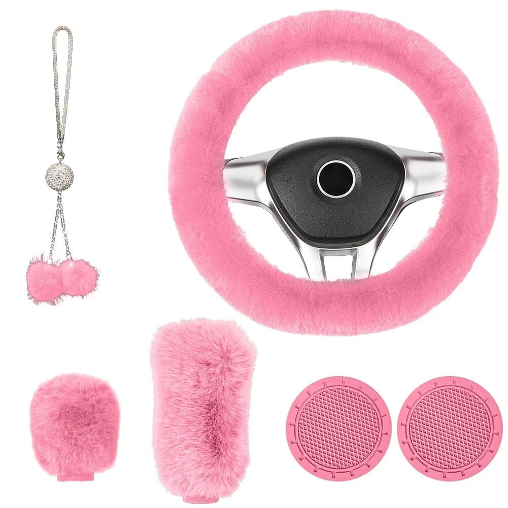 DFJOENVLDKHFE Auto-Lenkradbezug, rutschfest, Auto-Lenkradhülle, Auto-Dekorationen, Auto-Zubehör, Auto-Lenkrad-Schutzhülle, Auto-Innenausstattung, Dekoration, Auto-Dekoration(Pink) von DFJOENVLDKHFE