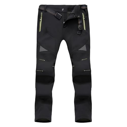 DFJOENVLDKHFE Winddichte wasserdichte Fahrradhose for Herren, warme Fleece-Softshell-warme Radsport-, Camping-, Kletter- und Wanderhose (Color : Black, Size : XXL) von DFJOENVLDKHFE