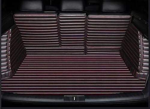 kofferraummatten Streifen 5D Vollständige Abdeckung Kofferraummatte für Jaguar F-PACE 2016 2017 2018 2019 2020 2021 2022 Autoteppich Schutzmatte(Schwarz Rot) von DFJOSF