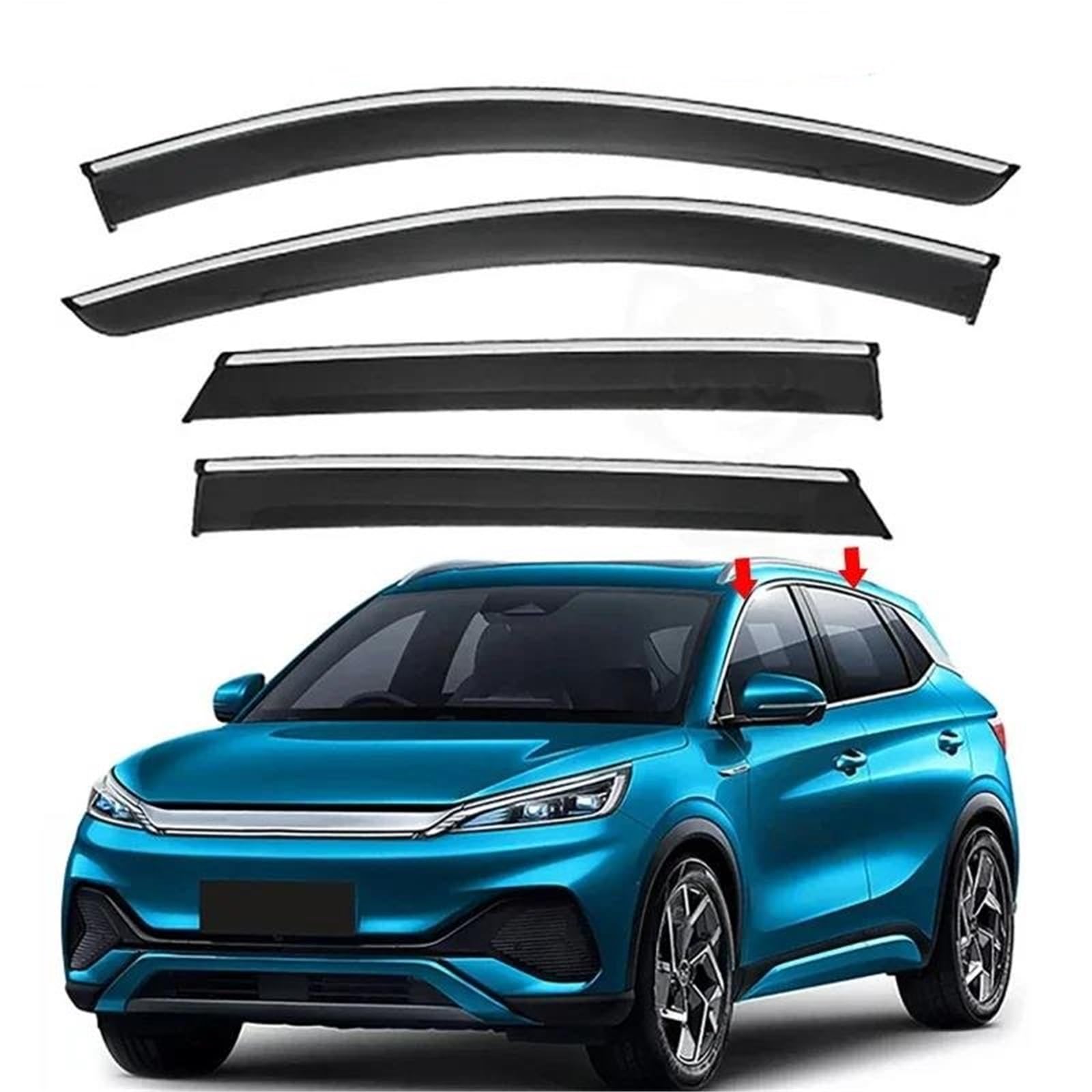 4 Teile/Satz Auto Seite Fenster Windabweiser Schwarz Auto Außen Wetter Schild Für Yuan Plus Atto 3 2022 + Seitenfensterabweiser 4 Teile/Satz Auto Seite Fenster Windabweiser Schwarz Auto Außen Wetter Schild Für Yuan Plus Atto 3 2022 + Seitenfensterabweiser von DFOF G