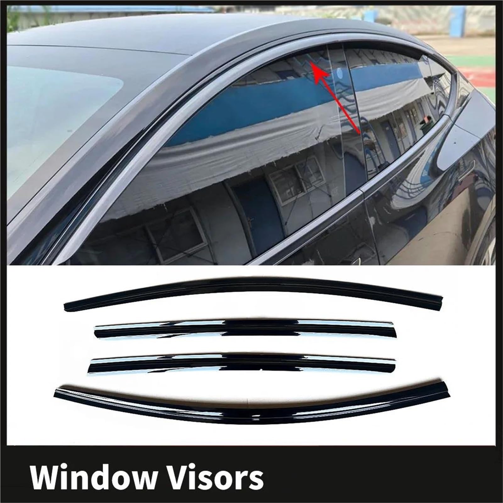 4PCS Fenster Visiere Schatten Regen Wache Stirn Tuning Styling Wide Body Kit Für Tesla Für Model Y 2019-2023 Seitenfensterabweiser 4PCS Fenster Visiere Schatten Regen Wache Stirn Tuning Styling Wide Body Kit Für Tesla Für Model Y 2019-2023 Seitenfensterabweiser von DFOF G