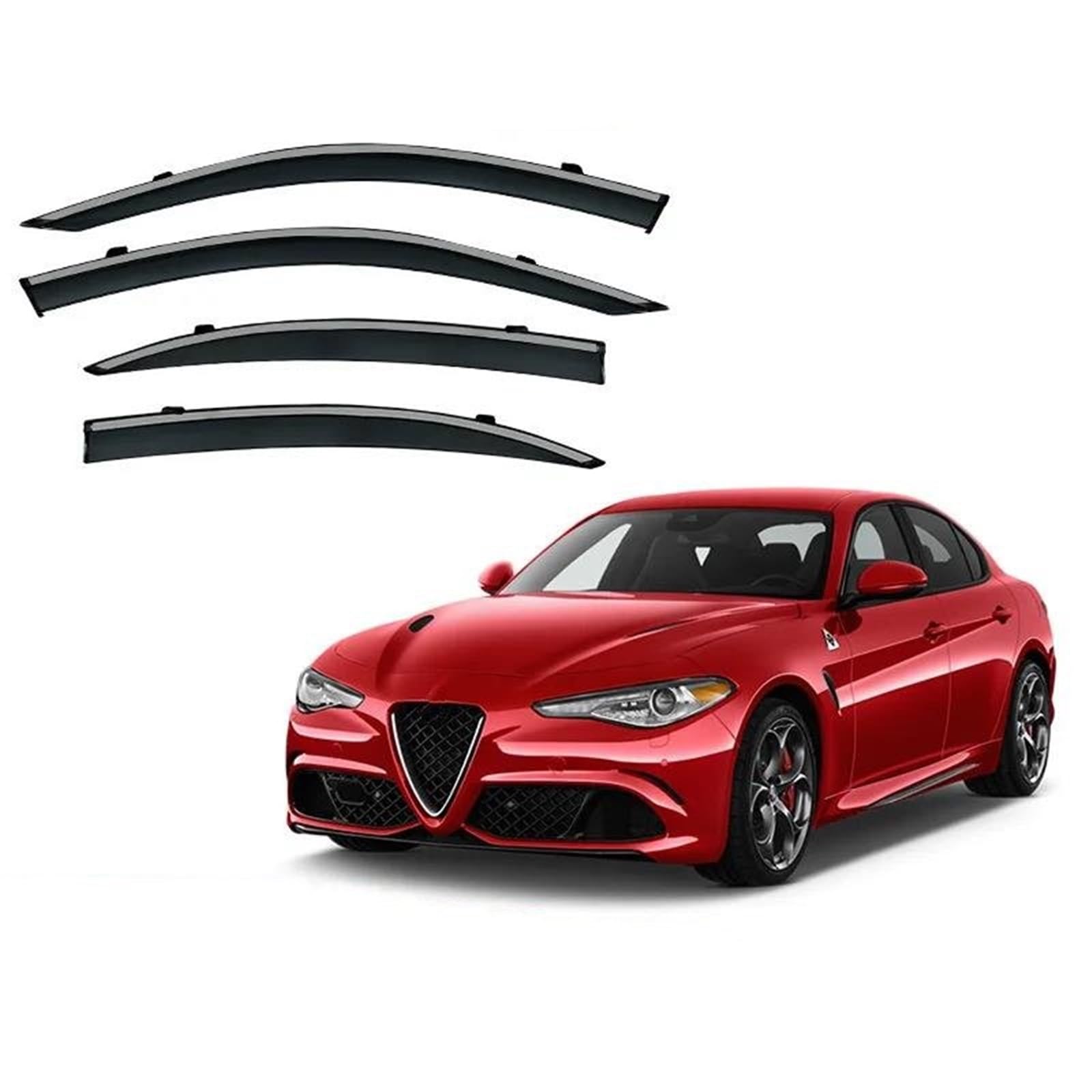 4Pcs Fenster Visier Für Alfa Für Romeo Für Giulia 2015-2024 Sonne Regen Markisen Shelter Wetterschutz Fenster Seitenfensterabweiser von DFOF G