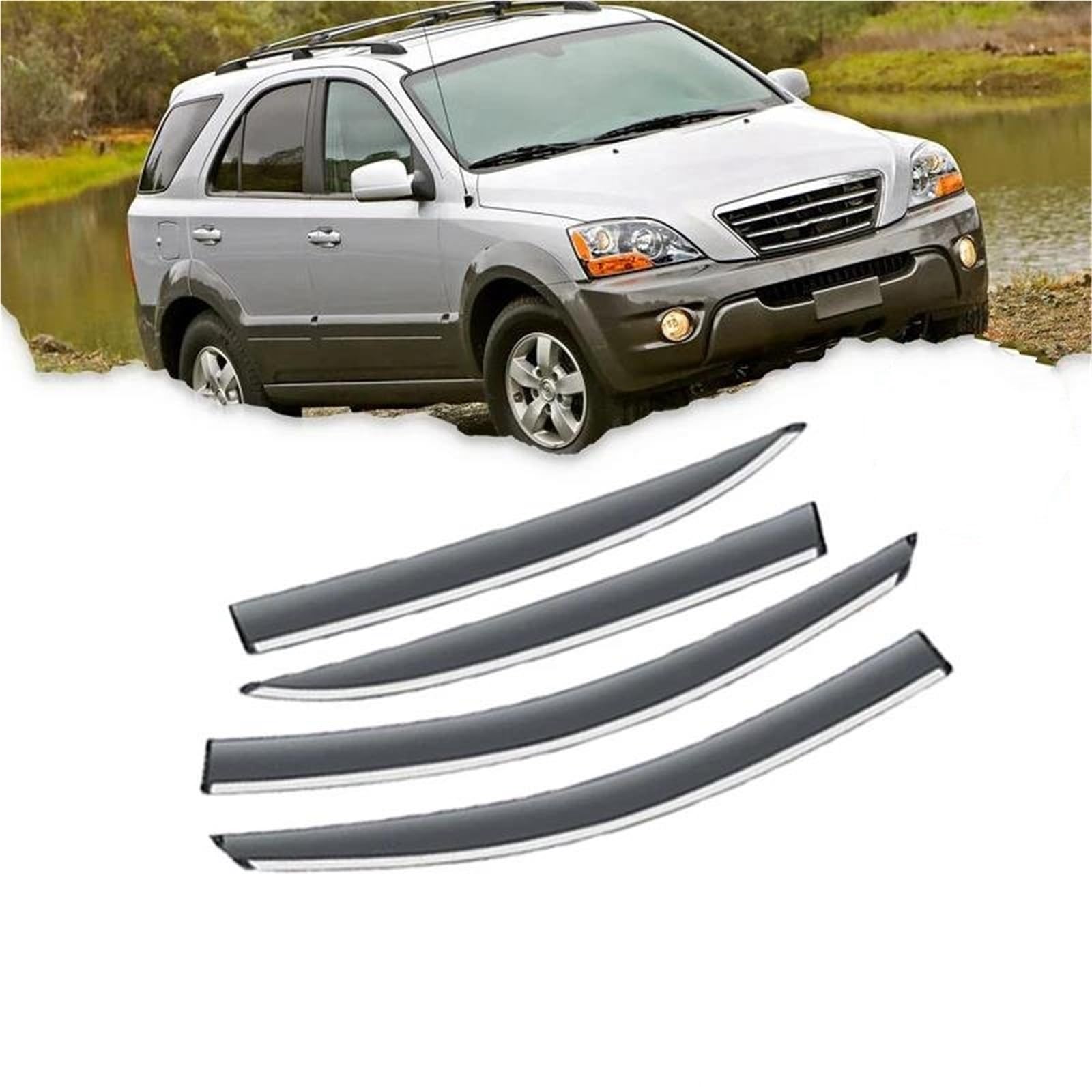 4X Windschutzscheiben Für Kia Für Sorento LX BL 2003~2009 Awing Trim Autofenster Visiere Regen Augenbrauenschutz Seitenfensterabweiser 4X Windschutzscheiben Für Kia Für Sorento LX BL 2003~2009 Awing Trim Autofenster Visiere Regen Augenbrauenschutz Seitenfensterabweiser von DFOF G