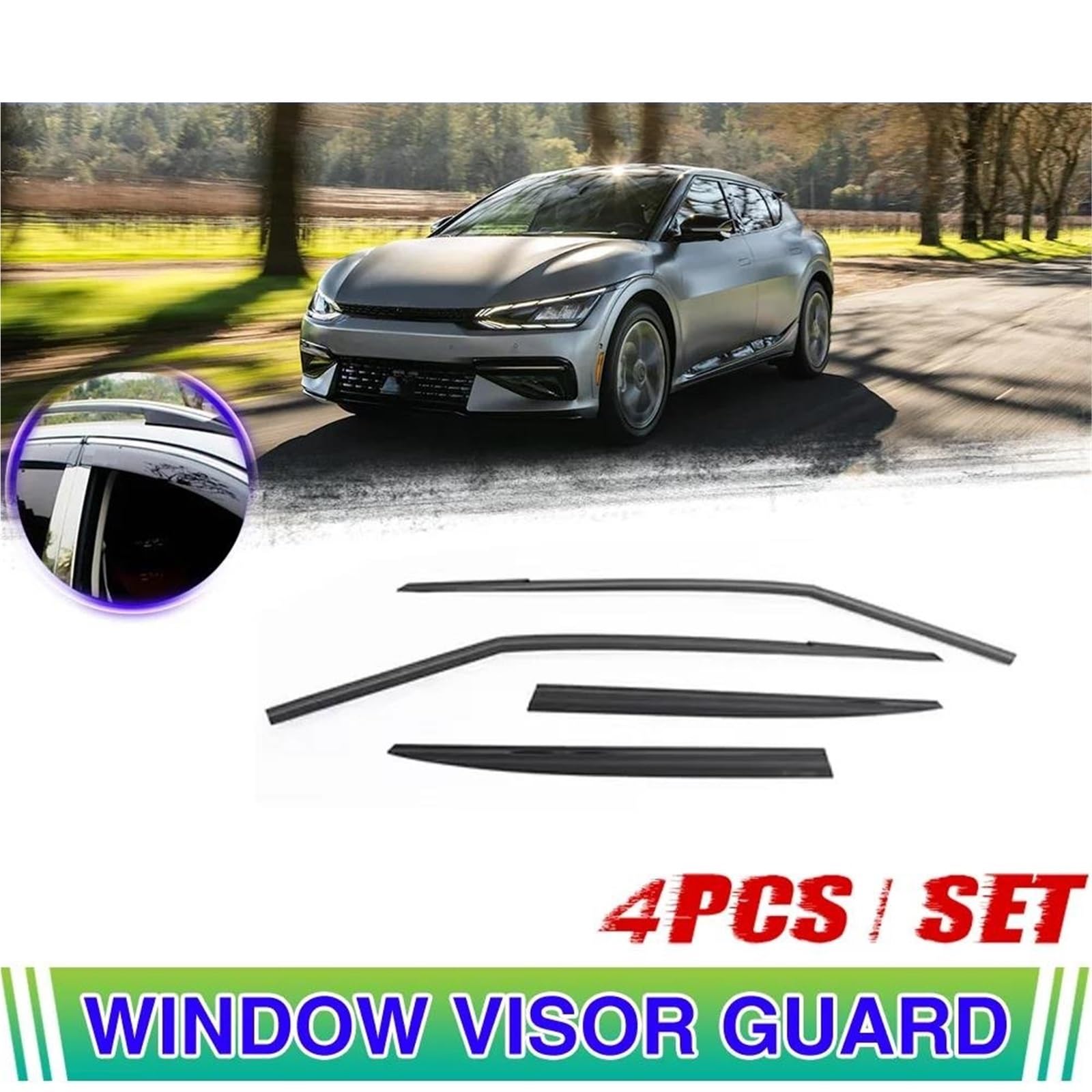 Auto Fenster Visier Für Kia Für EV6 CV 2022~2024 Tür Vent Rauch Markise Sonne Regen Augenbraue Schutz Abdeckung Seitenfensterabweiser von DFOF G