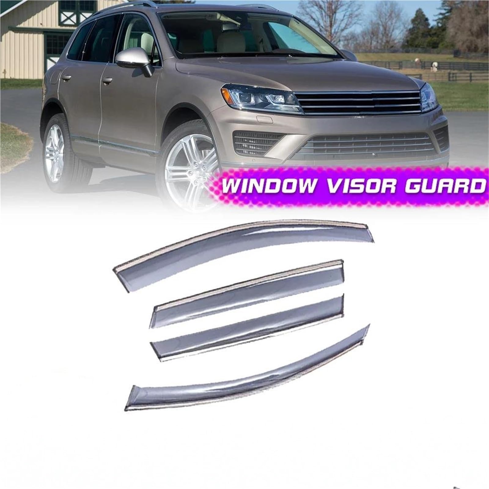 Auto Fenster Visier Für VW Für Touareg X MK2 7P 2011~2018 Markisen Sonne Regen Augenbraue Schutz Abdeckung Deflektor Seitenfensterabweiser von DFOF G