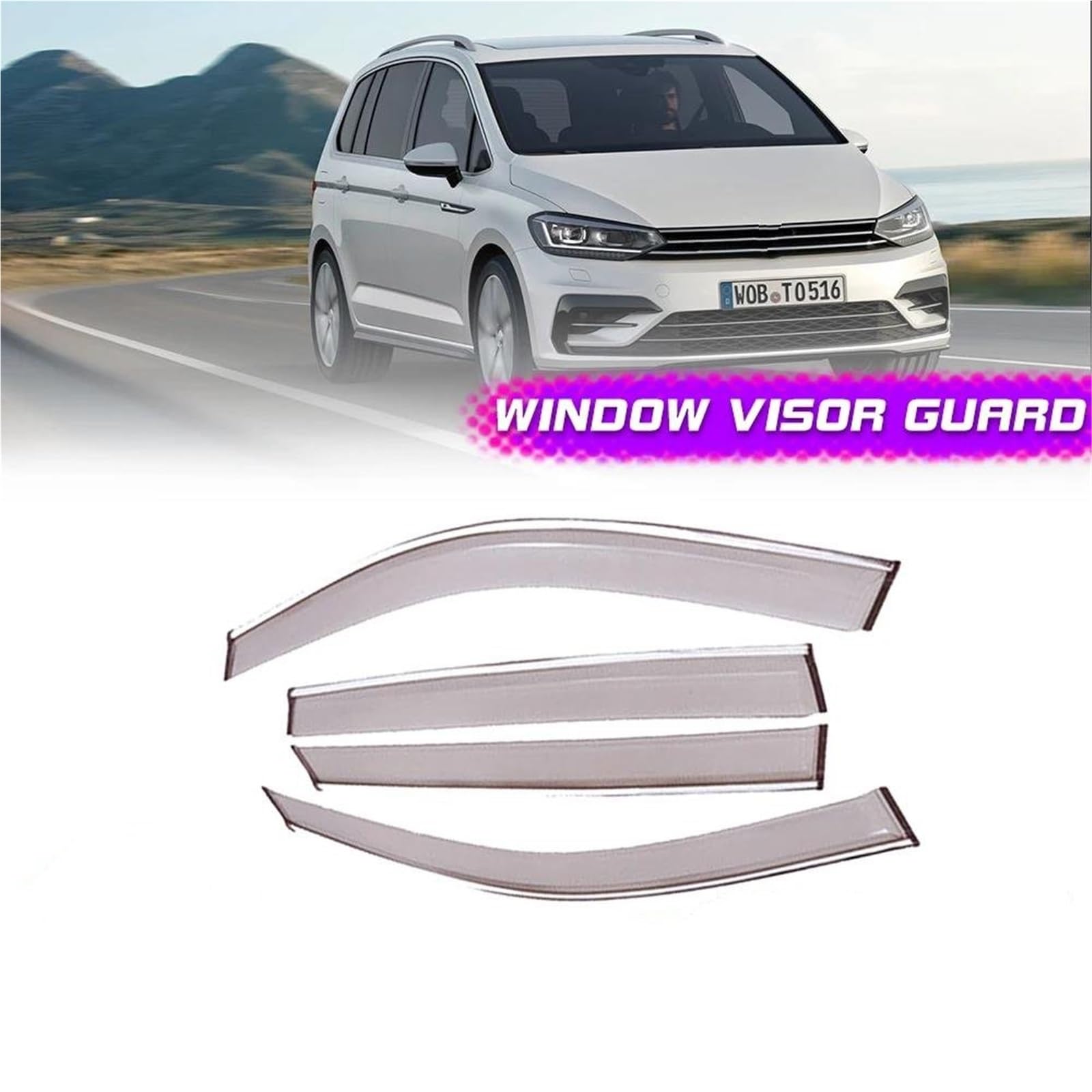 Auto Fenster Visier Für VW Für Touran 5T 2016~2022 Markisen Unterstände Sonne Deflektor Regen Augenbraue Schutz Seitenfensterabweiser von DFOF G