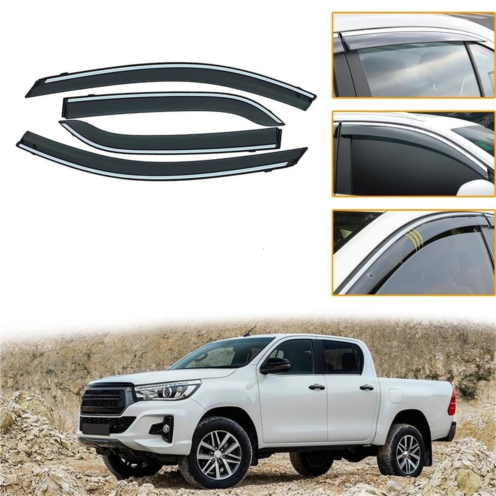 Auto Sunny Visier Für Toyota Für Hilux 2017 2018 Fenster Windabweiser Fenster Regen Schutz Auto Styling Seitenfensterabweiser von DFOF G
