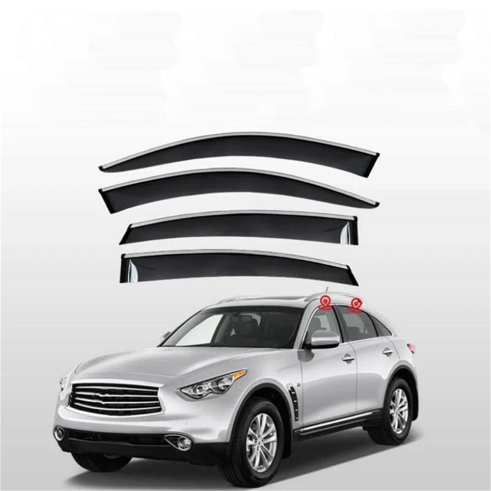 Fenstervisier Seitenfensterabweiser Wetterschutz Für Infiniti Für QX70 S51 2013–2023 Seitenfensterabweiser von DFOF G