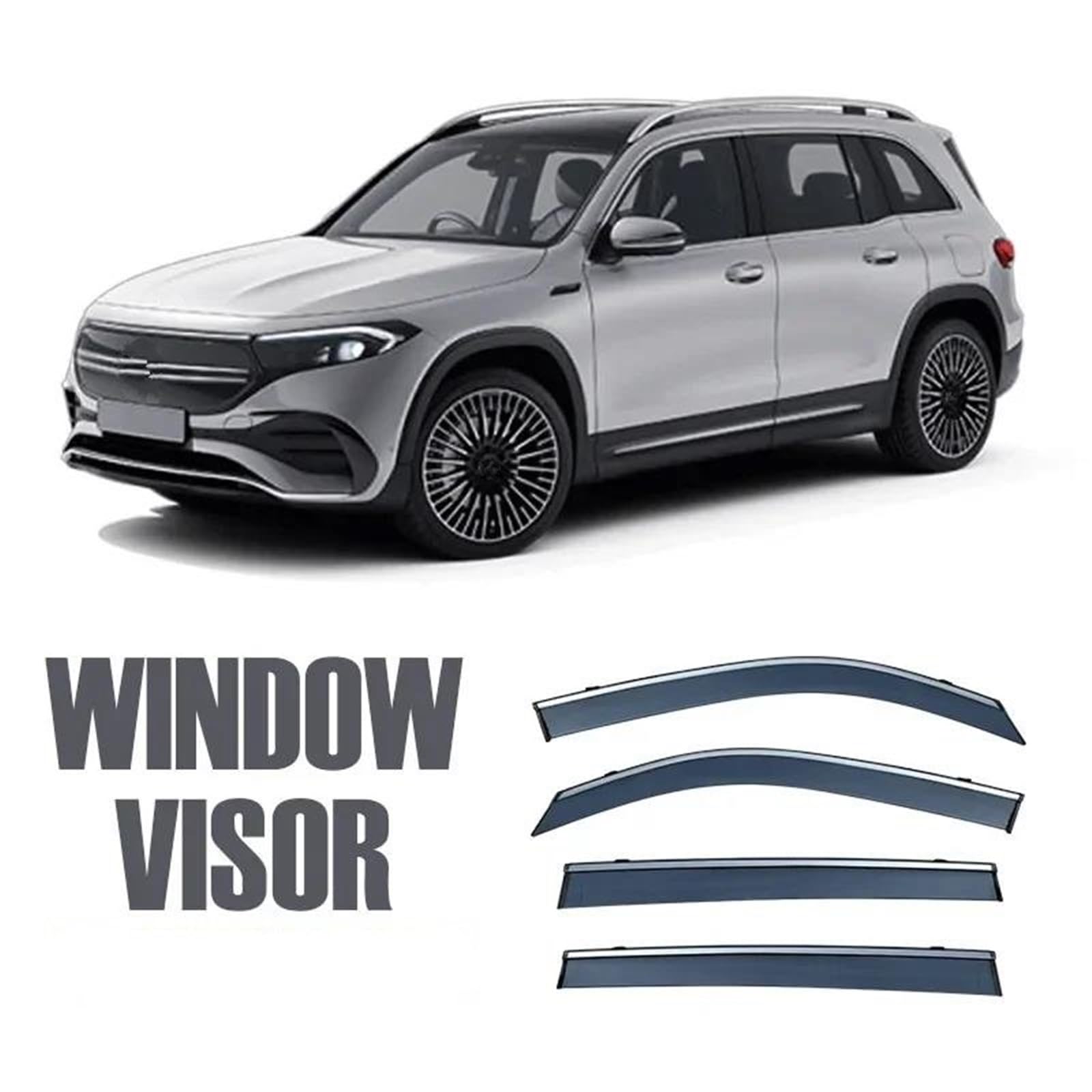 Für Benz Für EQB X243 2022+ Fenster Visier Markisen Unterstände Sonne Regen Spiegel Augenbraue Shiled Windabweiser Seitenfensterabweiser von DFOF G