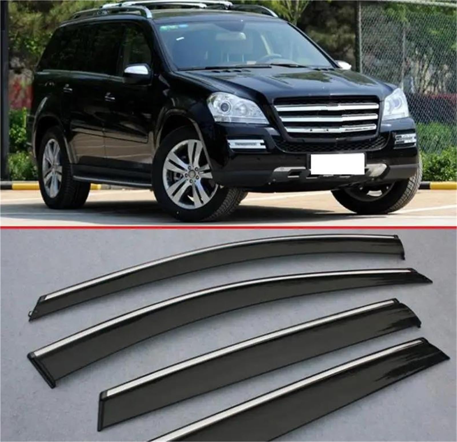 Für Benz Für GL400 GL450 GL500 GL550 2010-2012 Auto Fenster Windabweiser Visier Regen/Sonnenschutz Vent Seitenfensterabweiser von DFOF G