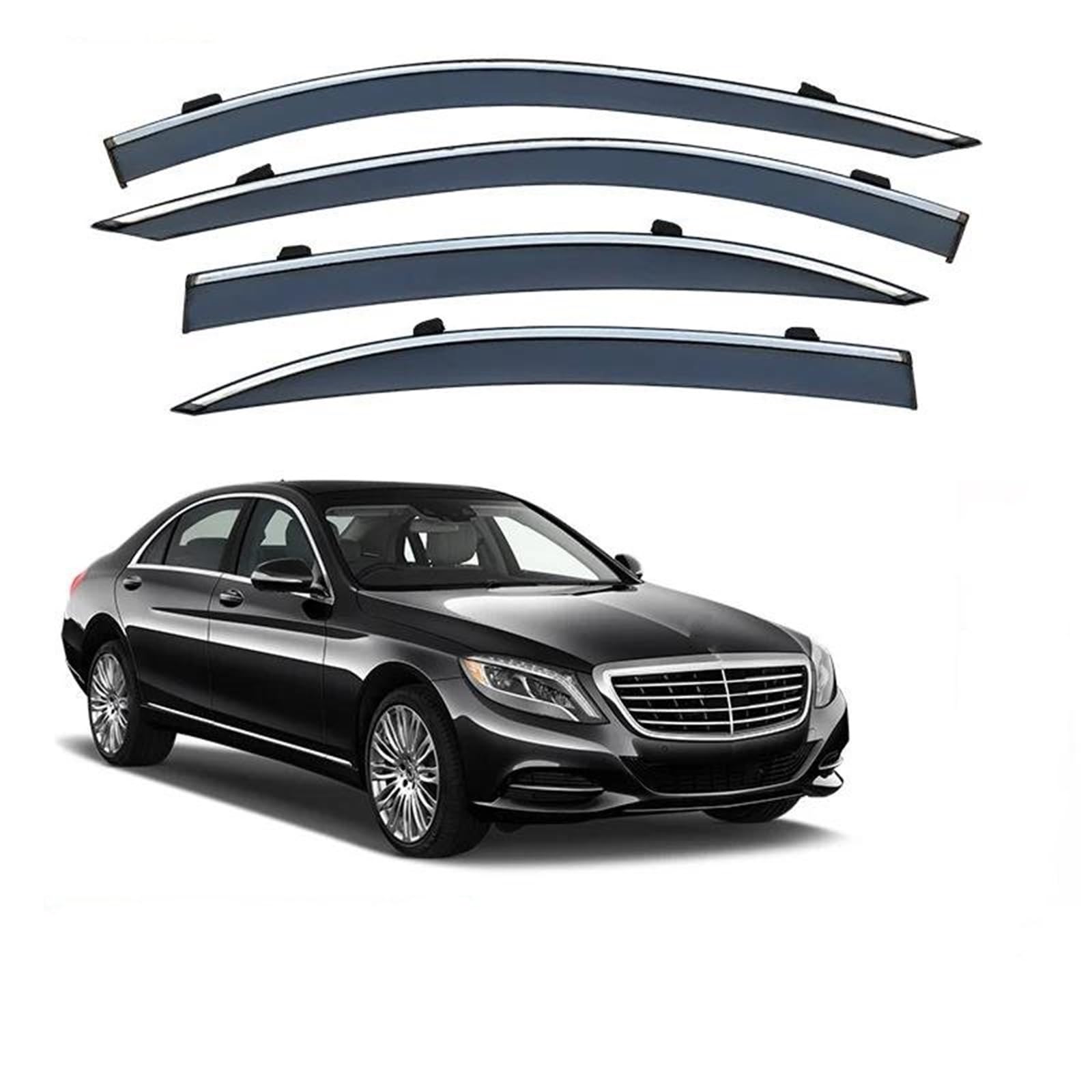 Für Benz Für S KLASSE Für W222 2014-2020 Fenster Visor Vent Shades Ventvisor Wind Visiere Regen Schutz Seitenfensterabweiser(PC Plating) von DFOF G