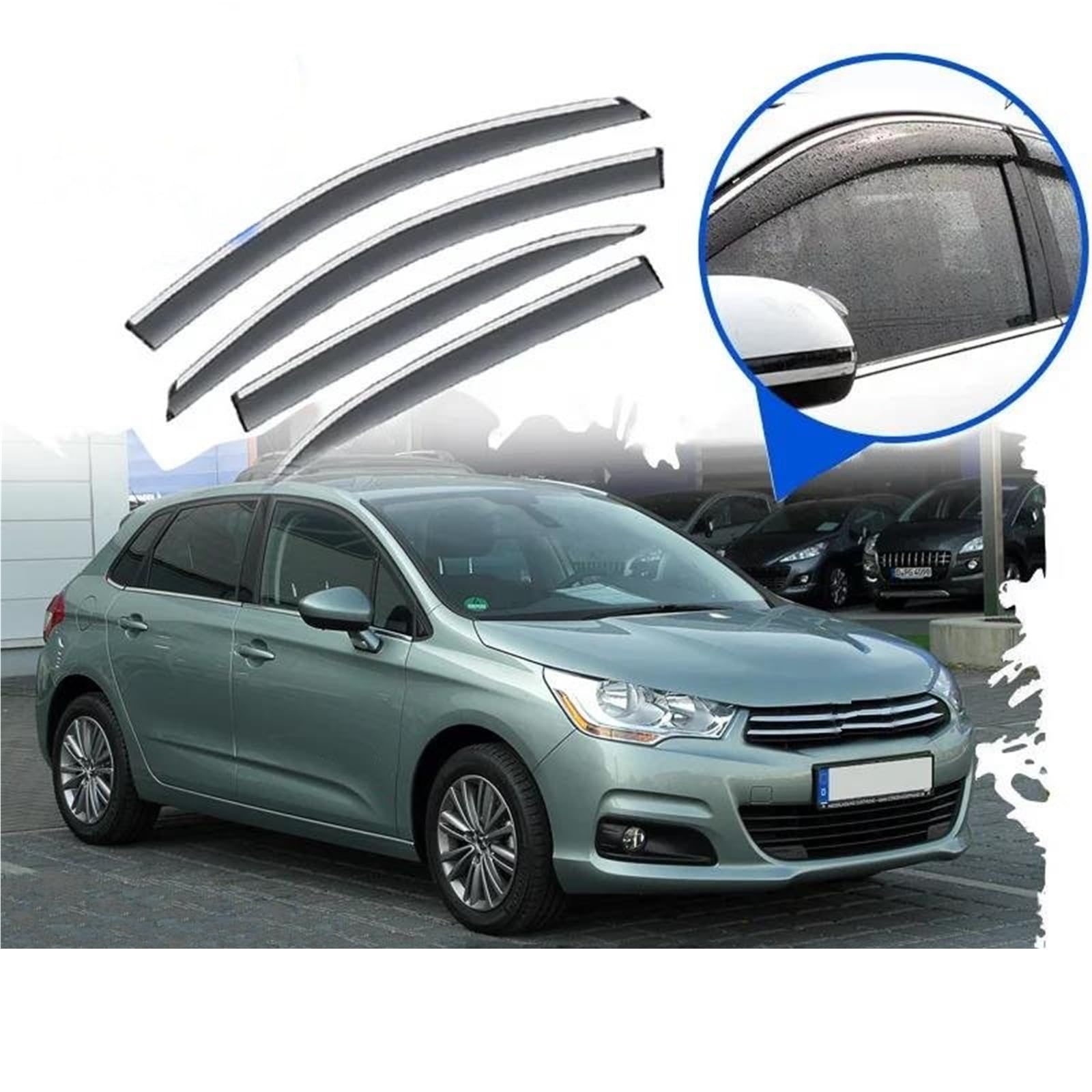 Für Citroen Für C4 B7 MK2 2013~2022 7 Sitz Auto Seite Sonne Regen Fenster Visier Markise Wachen Trim Abdeckung Seitenfensterabweiser Für Citroen Für C4 B7 MK2 2013~2022 7 Sitz Auto Seite Sonne Regen Fenster Visier Markise Wachen Trim Abdeckung Seitenfensterabweiser von DFOF G
