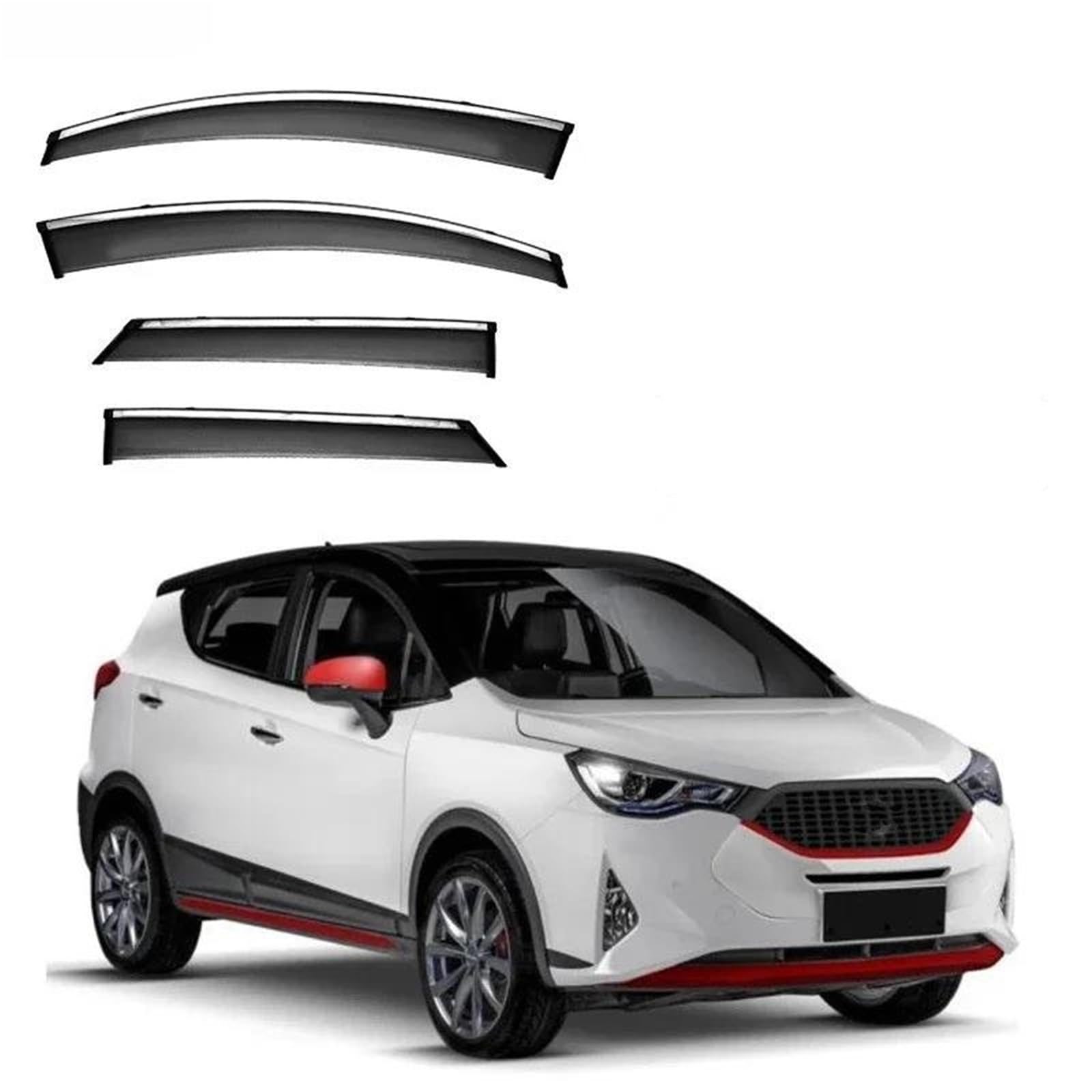 Für DR EVO 4 2020-2024 Autofenster Visor Vent Shade Regen Sonne Windschutz Mit Chromleisten Unterstände Seitenfensterabweiser von DFOF G
