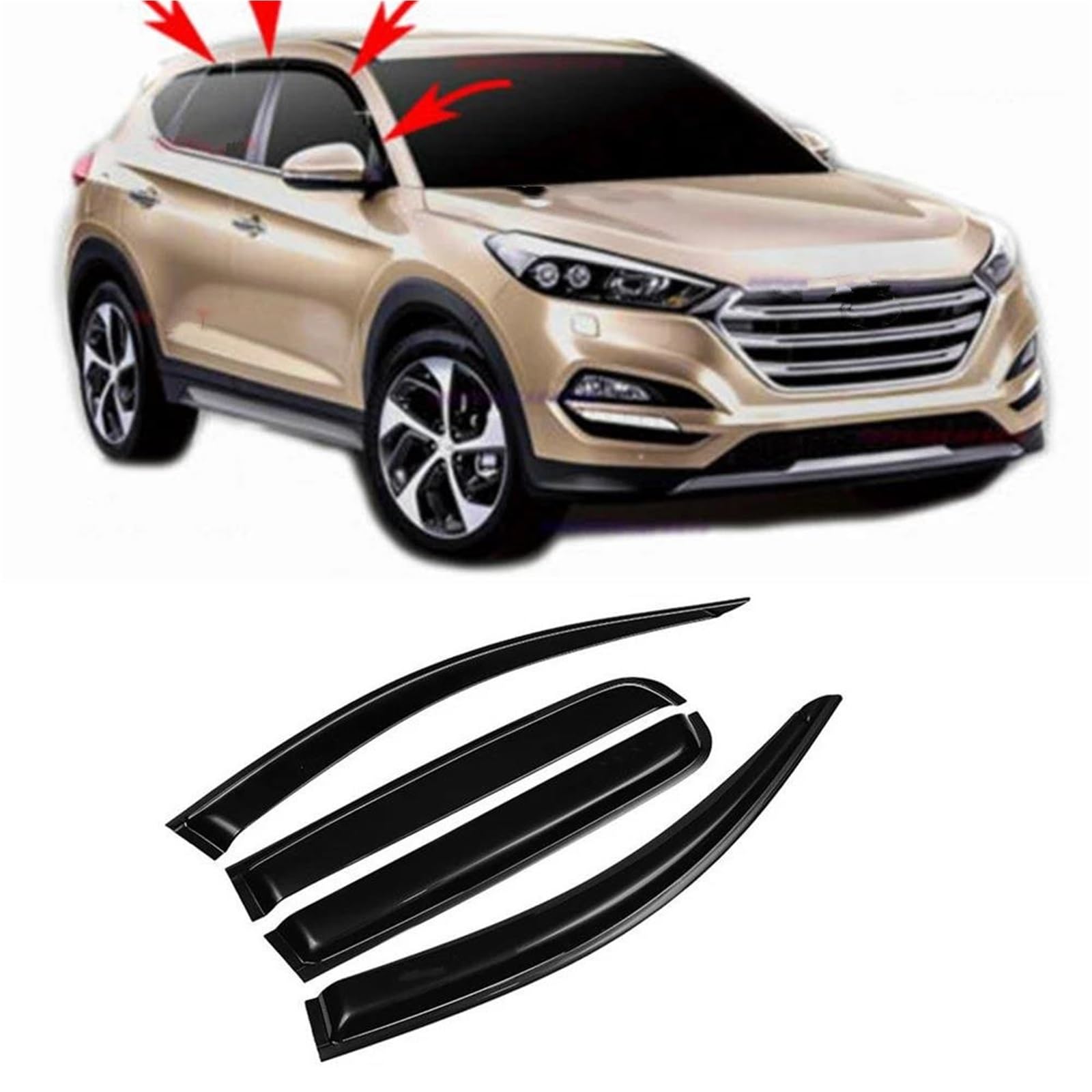 Für Hyundai Für Tucson 2015-2020 Fenster Visier Wind Regen Sonne Rauch Schutz Deflektor Vent Shade Abdeckung Seitenfensterabweiser Für Hyundai Für Tucson 2015-2020 Fenster Visier Wind Regen Sonne Rauch Schutz Deflektor Vent Shade Abdeckung Seitenfensterabweiser von DFOF G