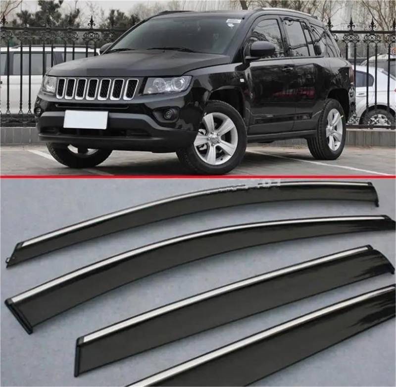 Für Jeep Für Compass 2010-2015 Fenster Windabweiser Visier Regen/Sonnenschutz Vent Auto Zubehör Aufkleber Seitenfensterabweiser von DFOF G