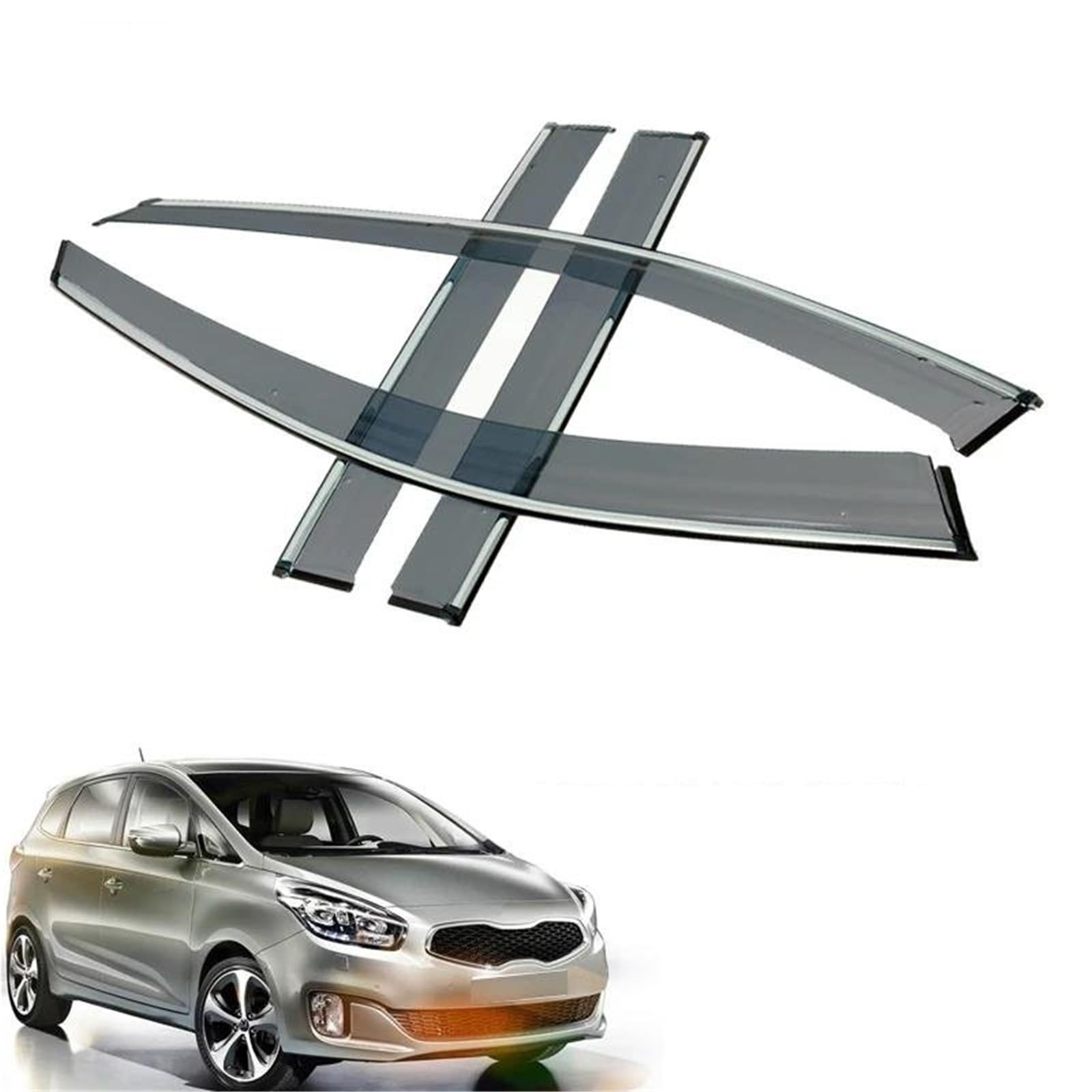 Für Kia Für Carens 2013-2018 ABS Vent Sonne Deflektoren Schutz Zubehör 4 Stücke/1 Set Rauch Fenster Regen Visier Seitenfensterabweiser von DFOF G
