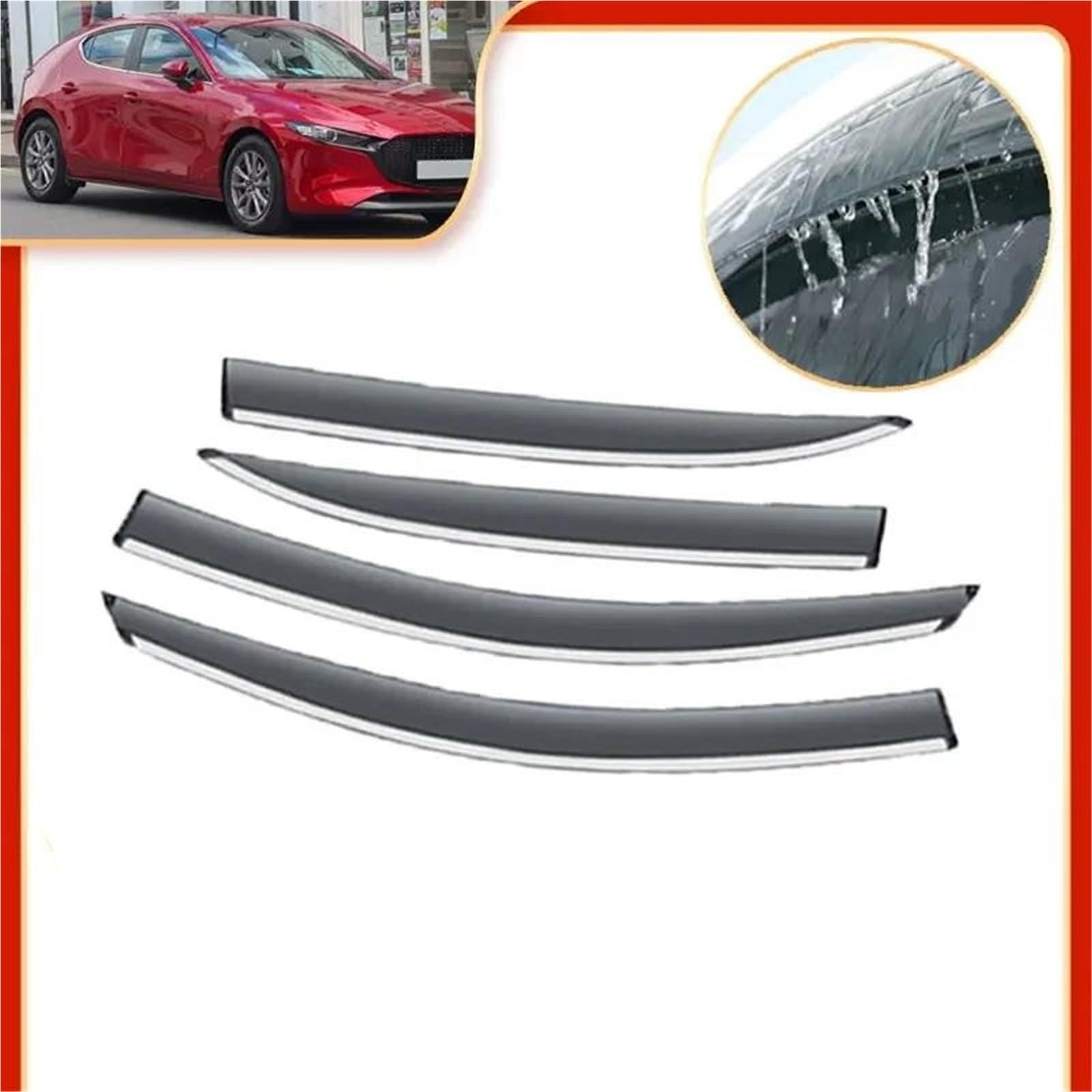 Für Mazda 3 BP Fließheck 2019~2024 Regen Sonnenschutz Fenster Visier Deflektoren Vent Visier Seite Fenster Seitenfensterabweiser Für Mazda 3 BP Fließheck 2019~2024 Regen Sonnenschutz Fenster Visier Deflektoren Vent Visier Seite Fenster Seitenfensterabweiser von DFOF G