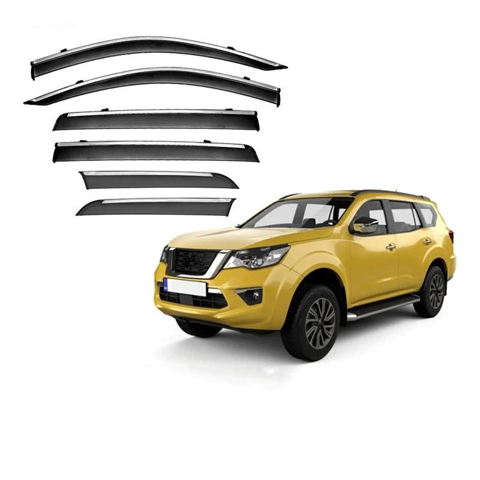 Für Nissan Für Terra Für D23 Für X-Terra 2018-2022 Fenster Visor-Vent-Schatten Ventvisor Wind Visors Regen Seitenfensterabweiser(6PCS) von DFOF G