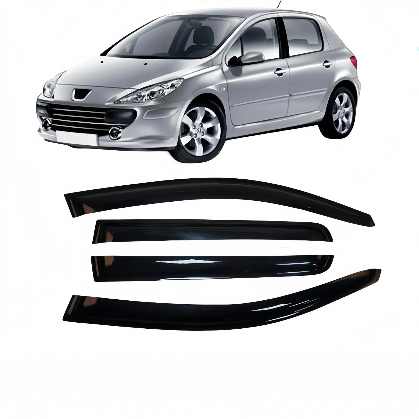 Für Peugeot Für 307 2004-2013 Seite Fenster Visier Sonne Regen Deflektor Schutz Markise Unterstände Klebstoff Seitenfensterabweiser von DFOF G