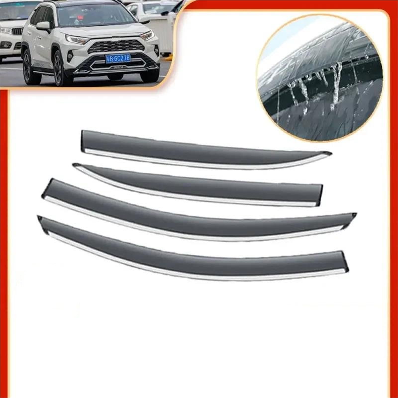 Für Toyota Für Vanguard Für RAV4 XA50 2019~2024 Regen Sonne Fenster Visier Windschutzscheibe Deflektoren Wachen Seitenfensterabweiser von DFOF G