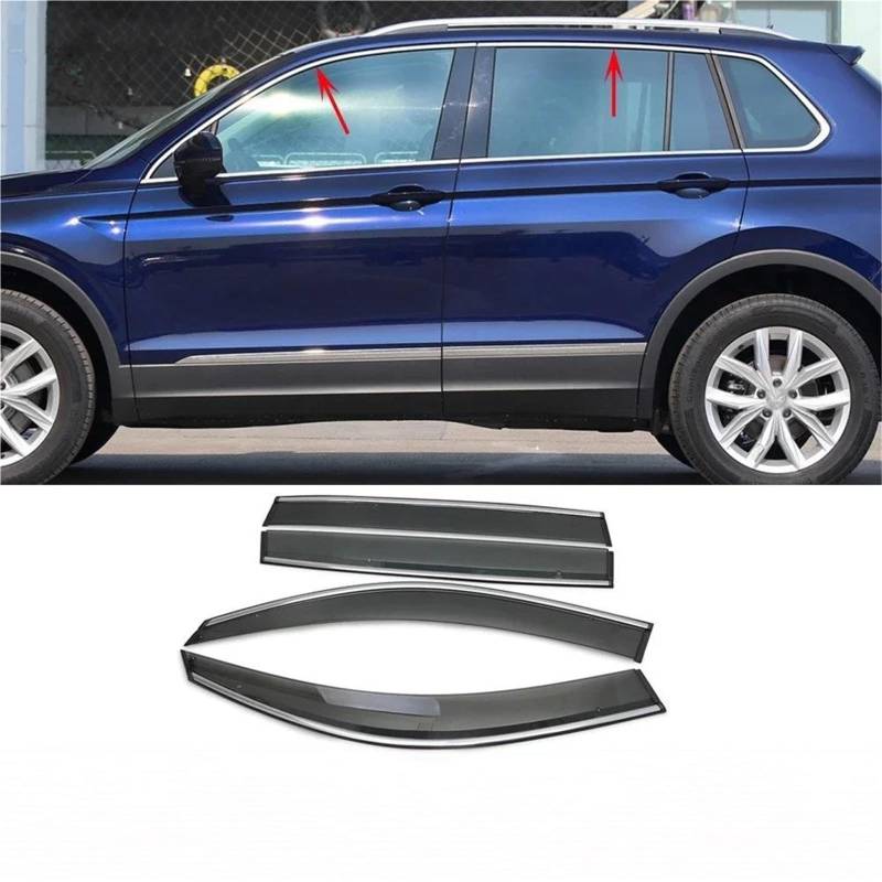 Für VW Für Tiguan 2017-2021 Fenster Visier Windabweiser Sonnenschutz Regenschutz Schild Markise Unterstand Seitenfensterabweiser von DFOF G