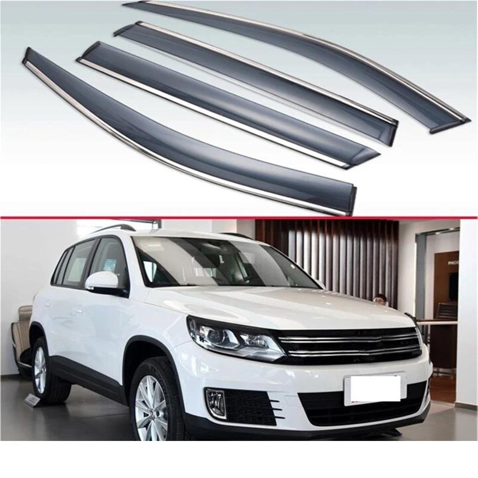 Für VW Für Tiguan 5N 2007-2015 Kunststoff Außen Visor Vent Shades Fenster Sonne Regen Schutz Deflektor Seitenfensterabweiser von DFOF G