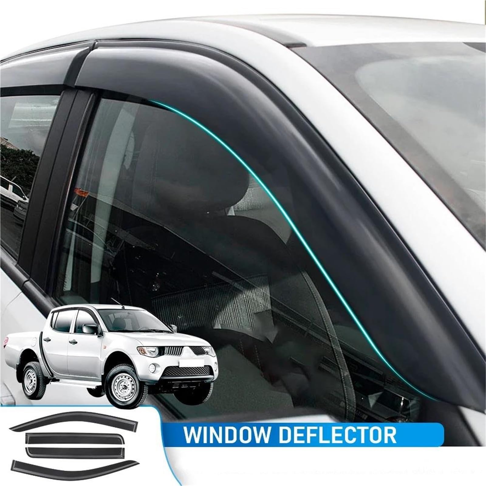 Wind Visier Fenster Windabweiser Für Mitsubishi Für L200 2006-2014 Double Cab 4PCS Schwarz Rauch Auto Styling Seitenfensterabweiser Wind Visier Fenster Windabweiser Für Mitsubishi Für L200 2006-2014 Double Cab 4PCS Schwarz Rauch Auto Styling Seitenfensterabweiser von DFOF G